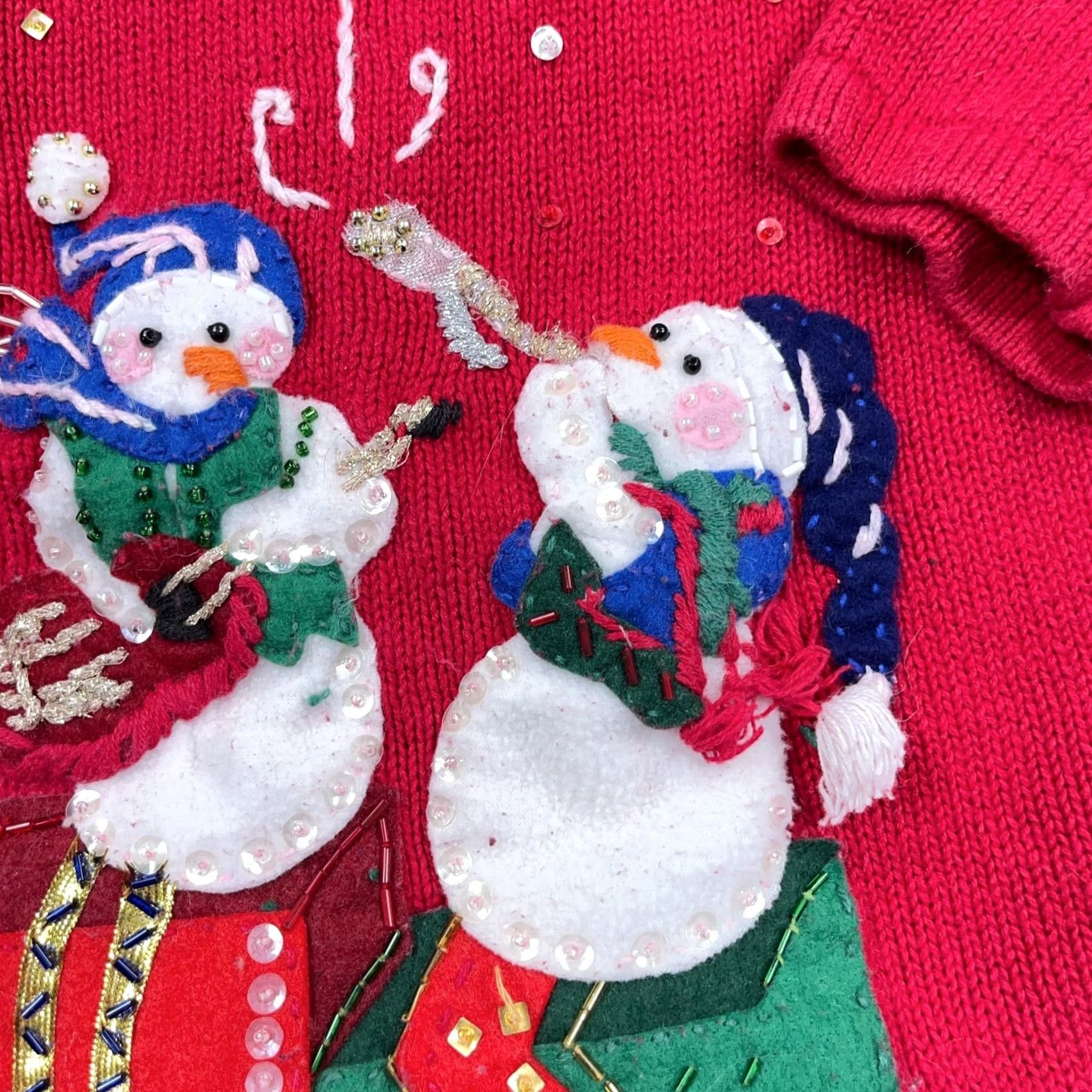 Vintage VINTAGE Heirloom Collectibles Sweater Womens L Red Christmas Women Full Zip Cardigan Size L / US 10 / IT 46 - 4 Thumbnail