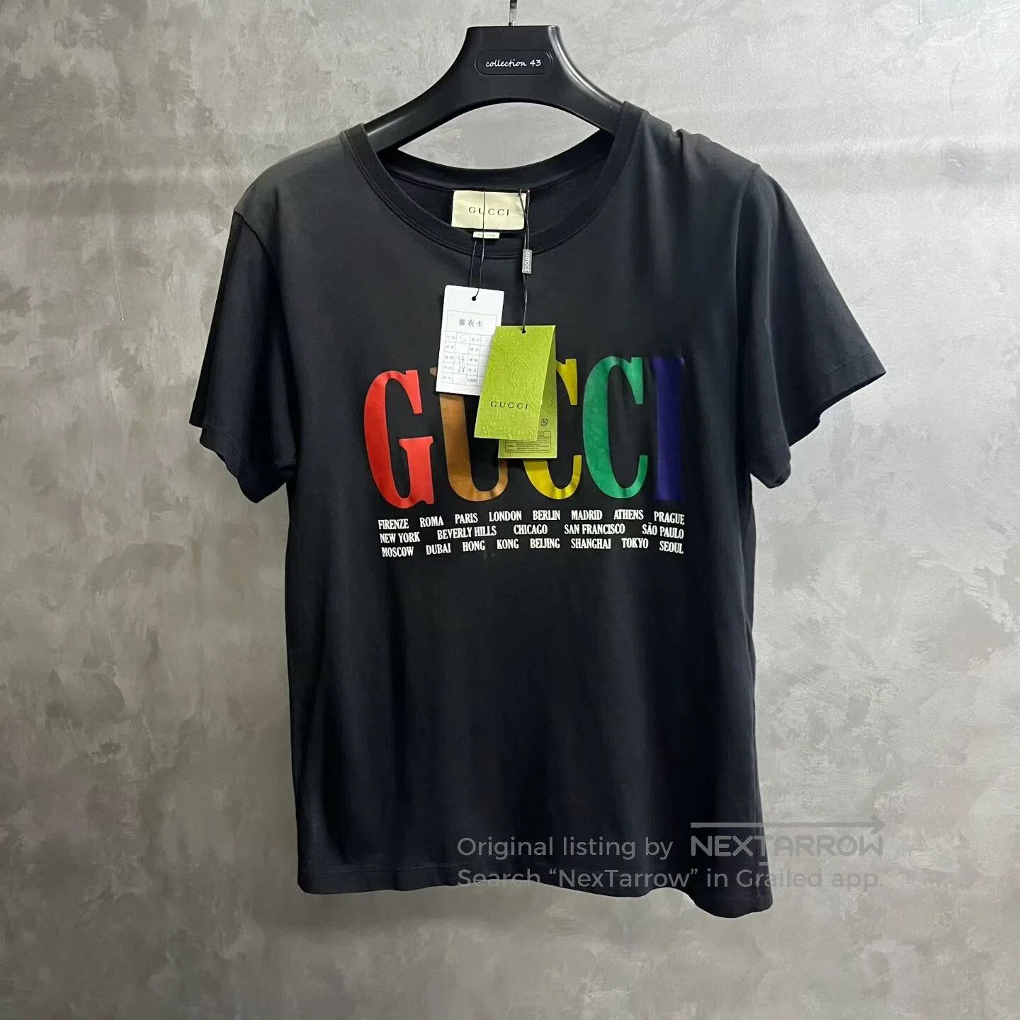 Gucci Guicci Black logo-print round-neck short-sleeve T-shirt| Size US S / EU 44-46 / 1 - 1 Thumbnail