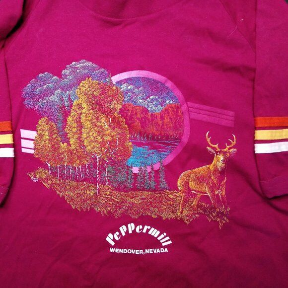Vintage Vintage 80s Deer Buck Peppermill Nevada Raglan T-Shirt Size US L / EU 52-54 / 3 - 1 Thumbnail