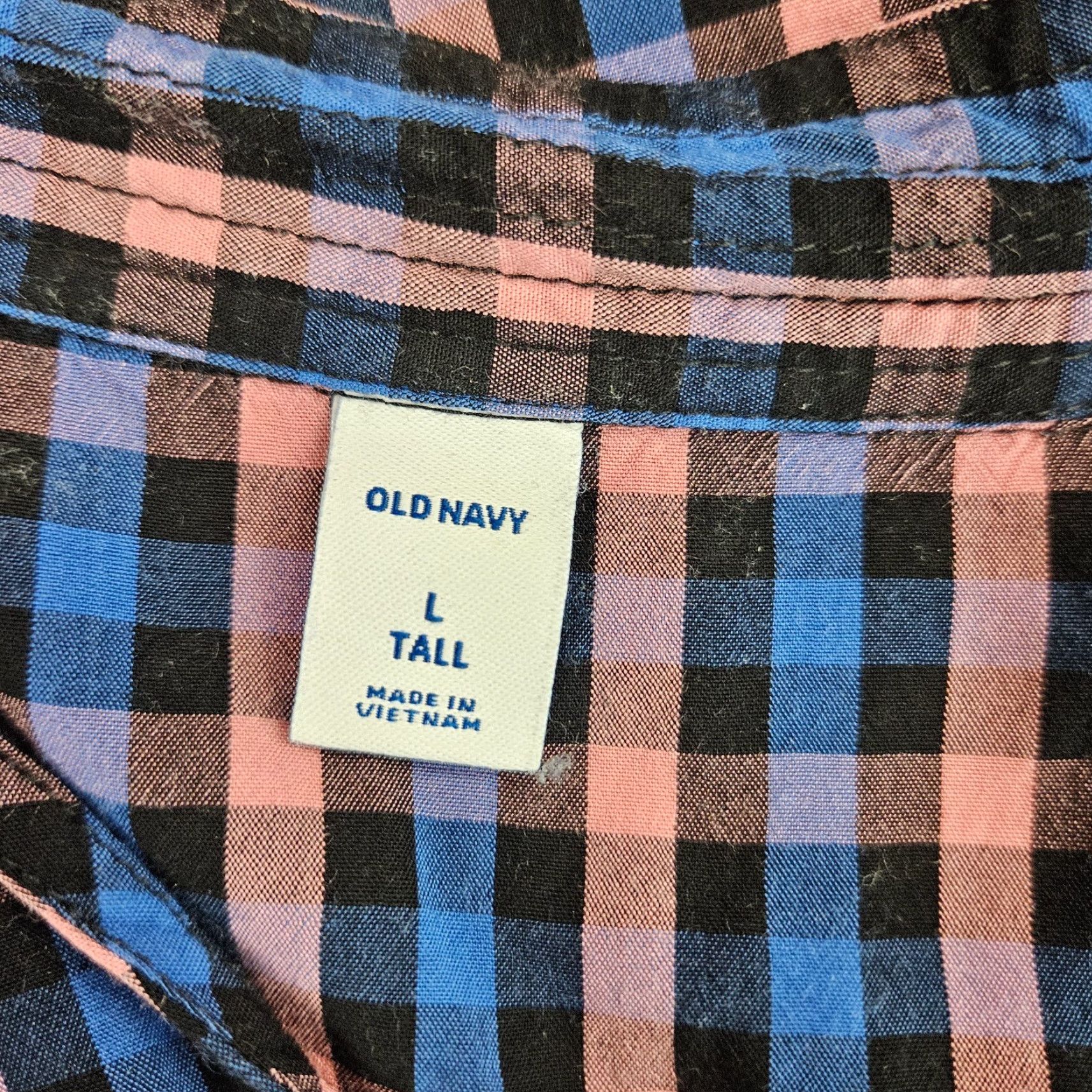 Old Navy Old Navy Womens Top Blouse Tall L Pink Checkered Rayon Long Sleeve Shirt Size L / US 10 / IT 46 - 6 Thumbnail