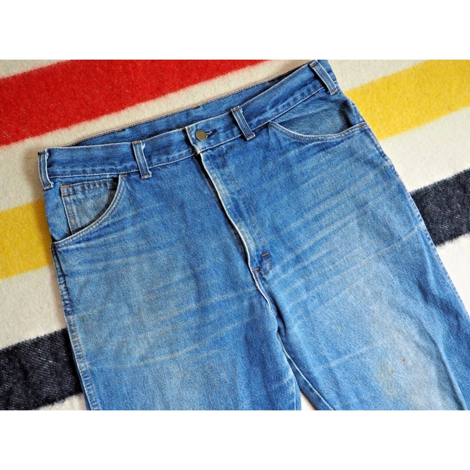 Vintage VINTAGE 70s KEY Saddle King Denim Jeans 34x29 Blue Distressed USA 1970s Grunge Size US 34 / EU 50 - 3 Thumbnail