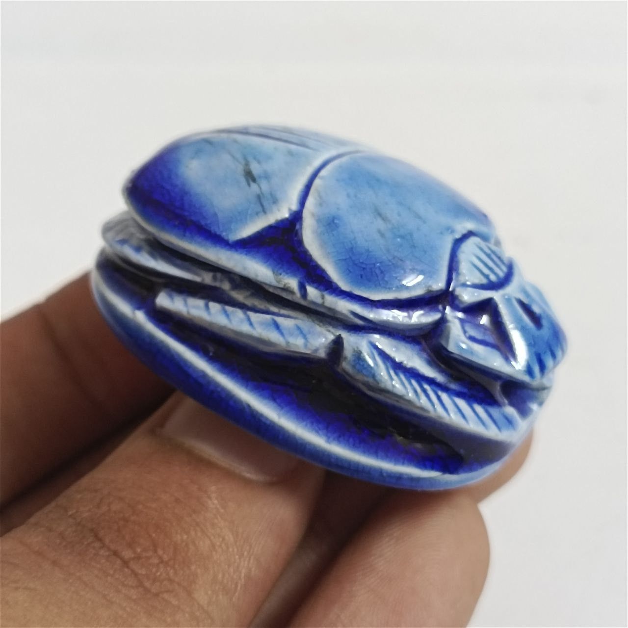 Handmade Handcrafted Egyptian blue scarab – pharaonic artwork Size ONE SIZE - 4 Thumbnail