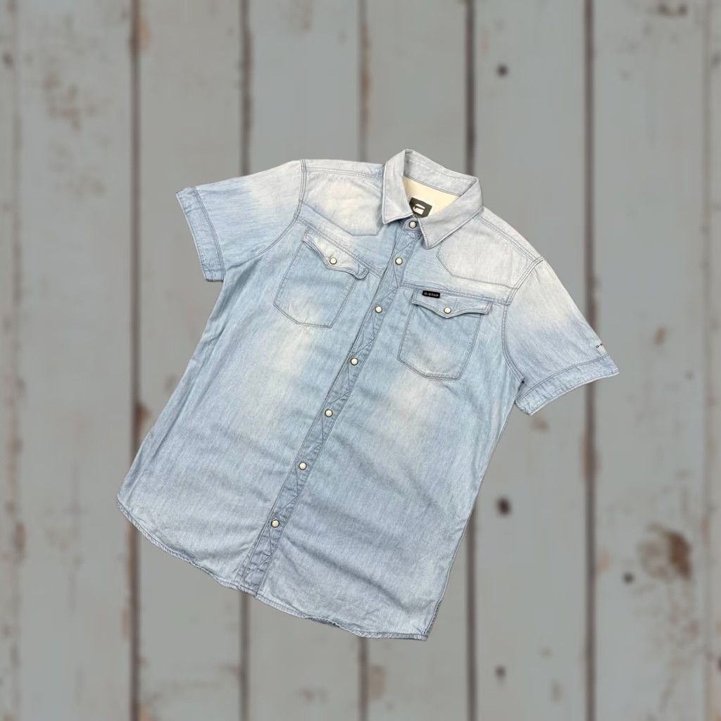 G-Star G-Star Raw Tailor Denim Shirt Short Sleeve Button-Up Men L Blue Size US L / EU 52-54 / 3 - 1 Thumbnail