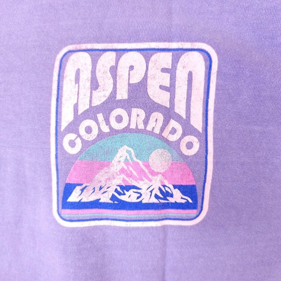 Gildan Aspen Colorado T Shirt Mens Medium Purple Ski Travel Destination Tee Size US M / EU 48-50 / 2 - 3 Thumbnail