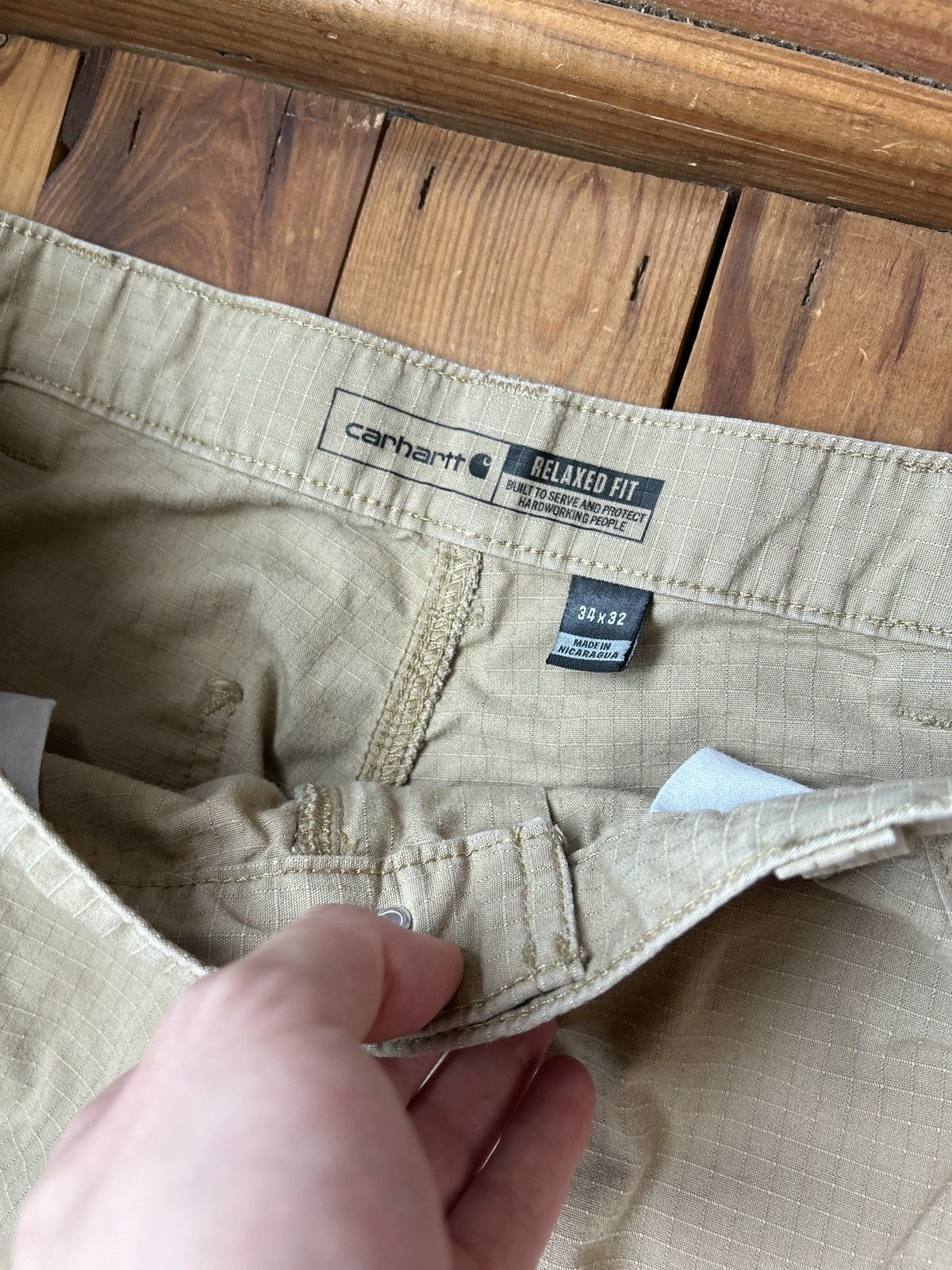 Carhartt × Vintage Vintage Carhartt Tan Ripstop Cargo Pants Size US 33 - 3 Thumbnail