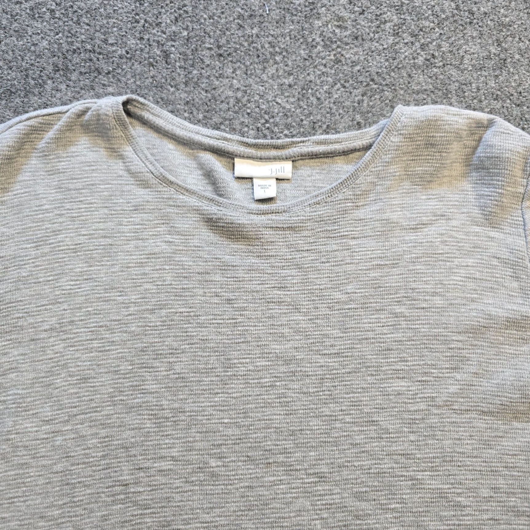 J. Jill J. Jill Top Women L Gray Thermal Textured Side Button 3/4 Sleeve Casual Shirt Size L / US 10 / IT 46 - 2 Thumbnail