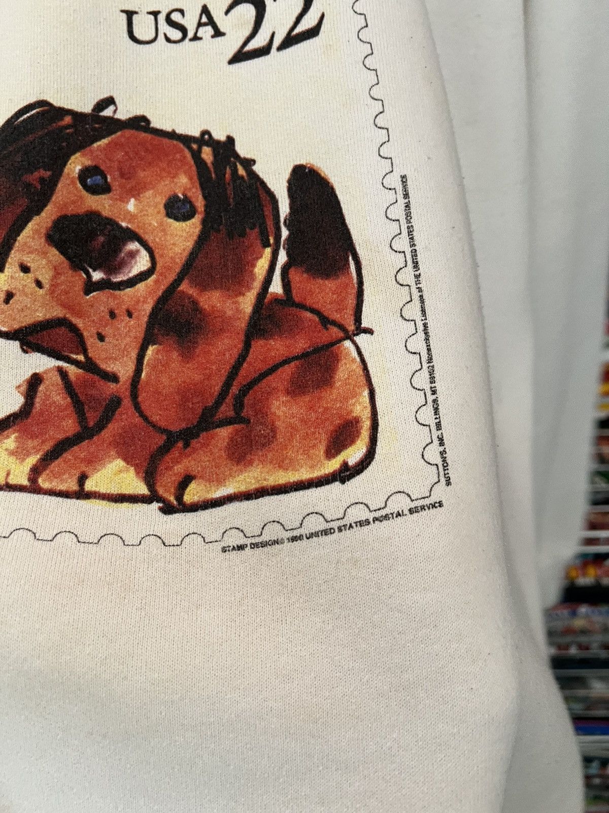 Fruit Of The Loom 80s USPS Dog Stamp Love USA Postal Crewneck Size US XL / EU 56 / 4 - 4 Thumbnail