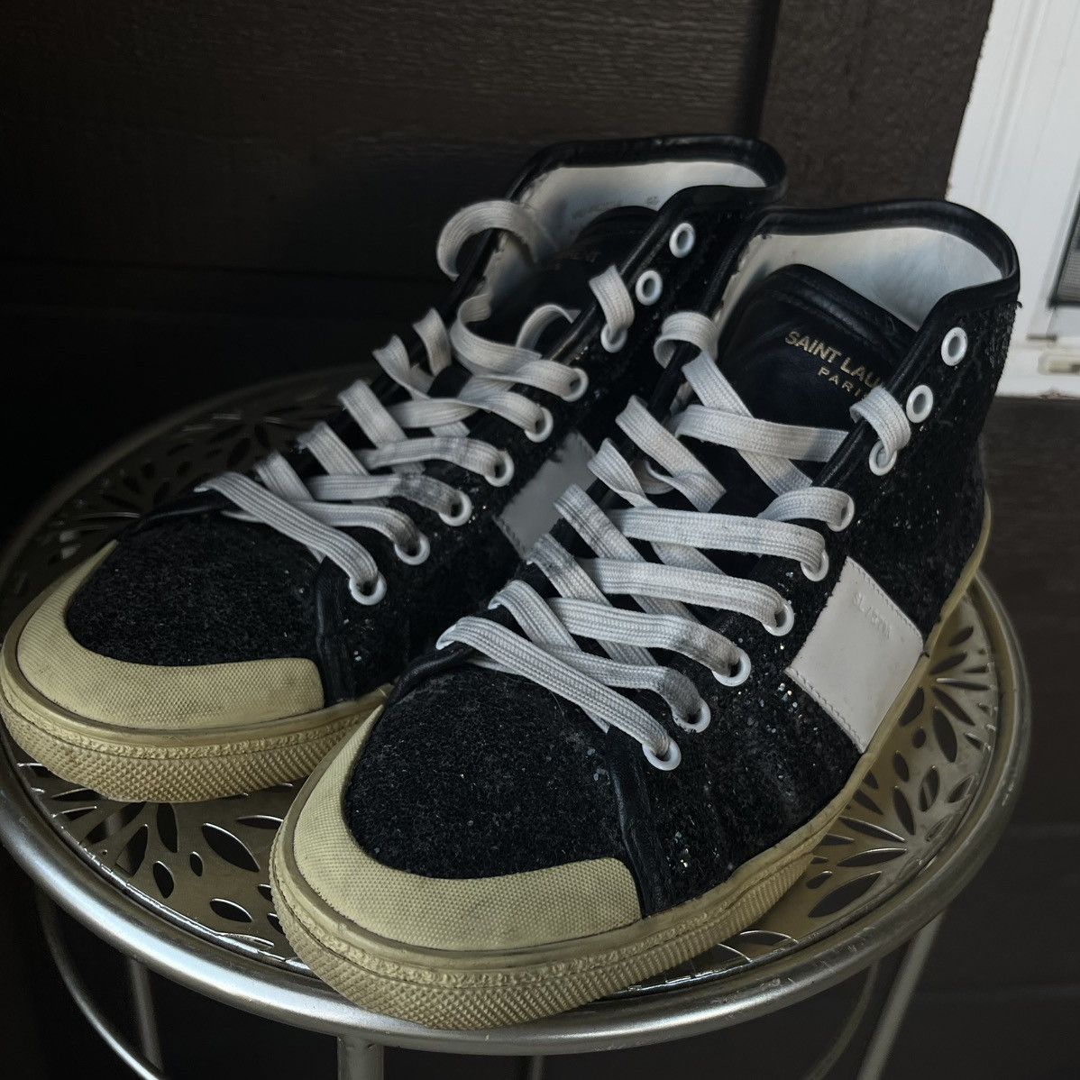 Saint Laurent Paris Saint Laurent Glitter Hi-Top Sneakers Size US 7 / EU 40 - 4 Thumbnail