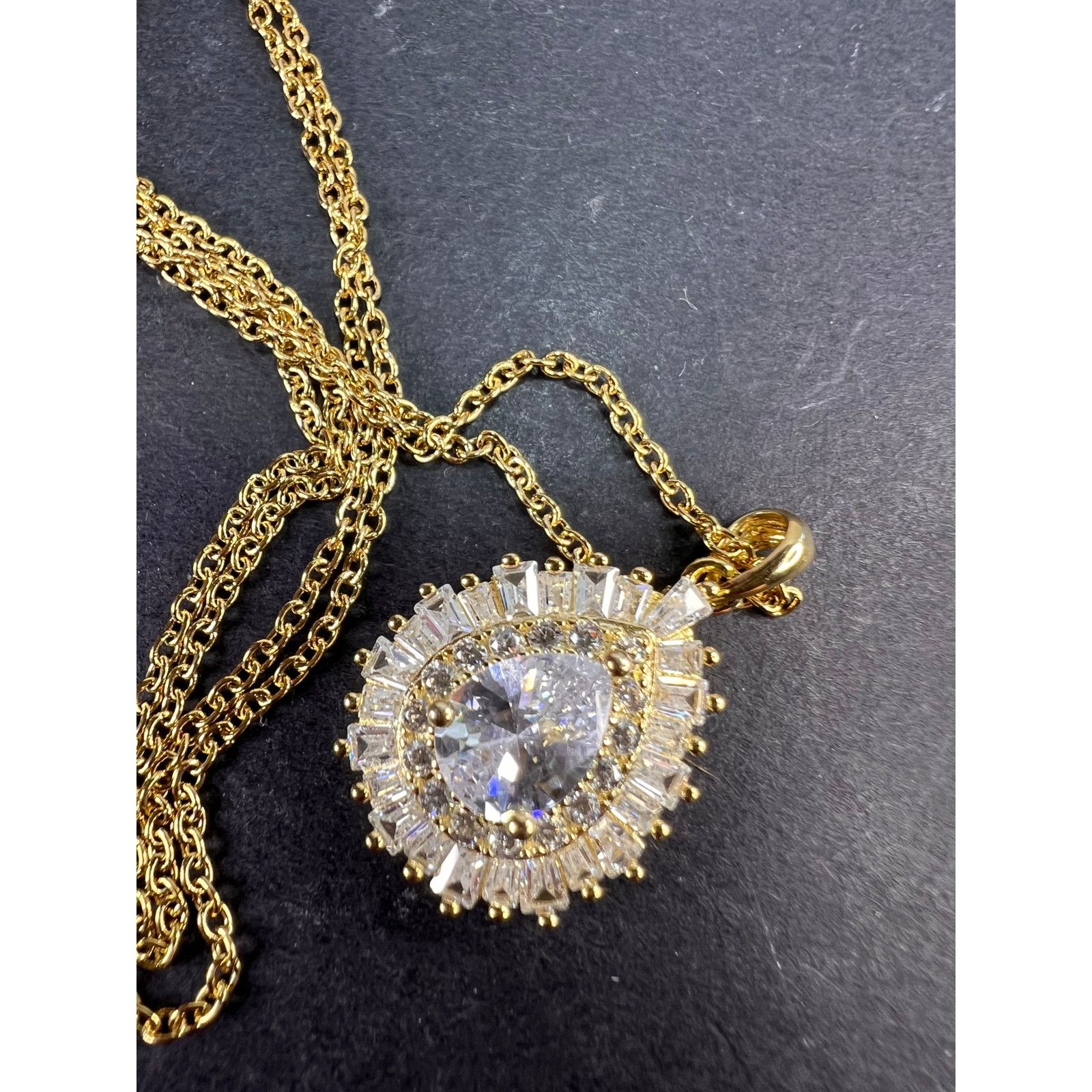 Other CZ ygp over 925 pendant with ygp over stainless steel chain Size ONE SIZE - 4 Thumbnail