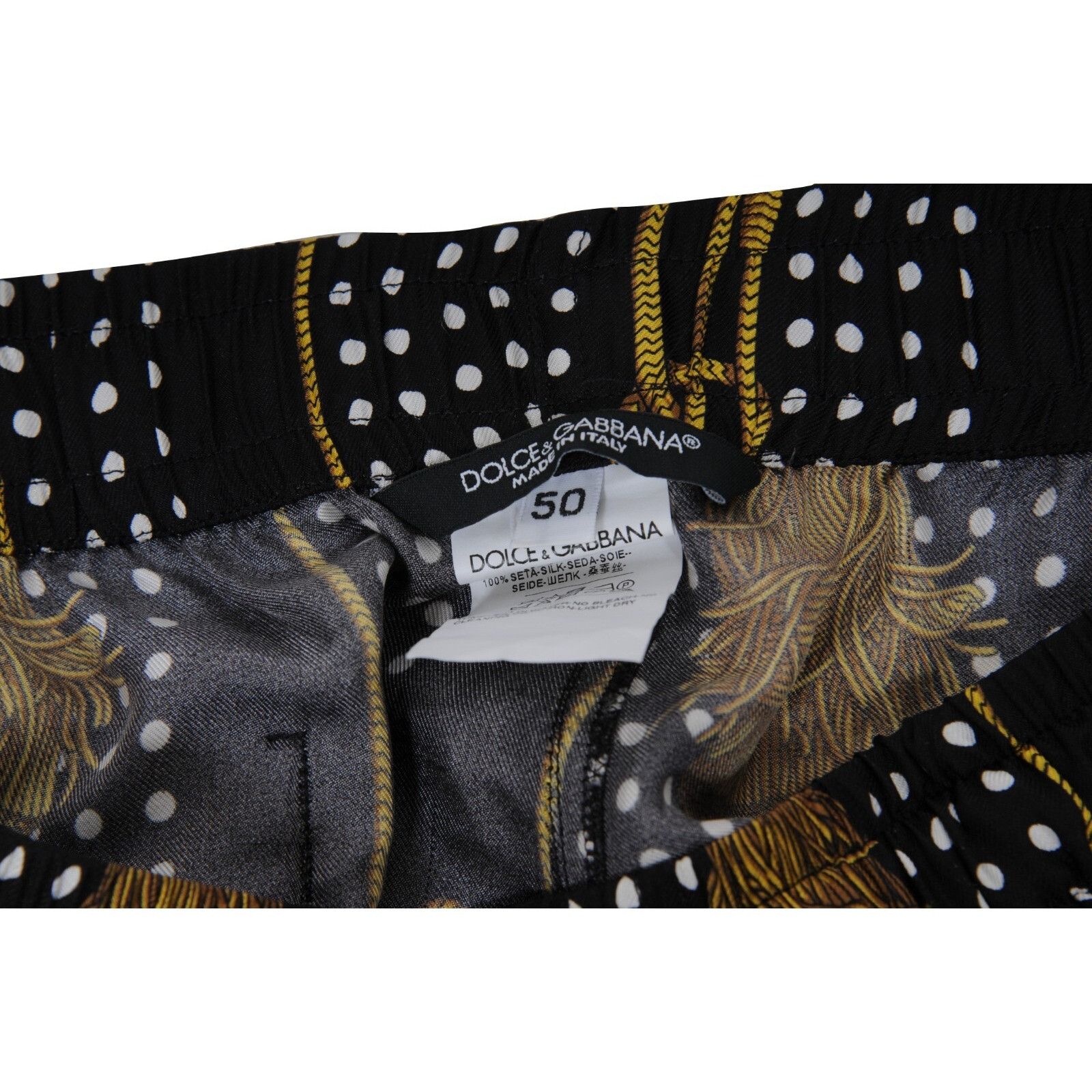 Dolce & Gabbana Tassel Polka Dot Silk Pants Black Size US 34 / EU 50 - 10 Thumbnail
