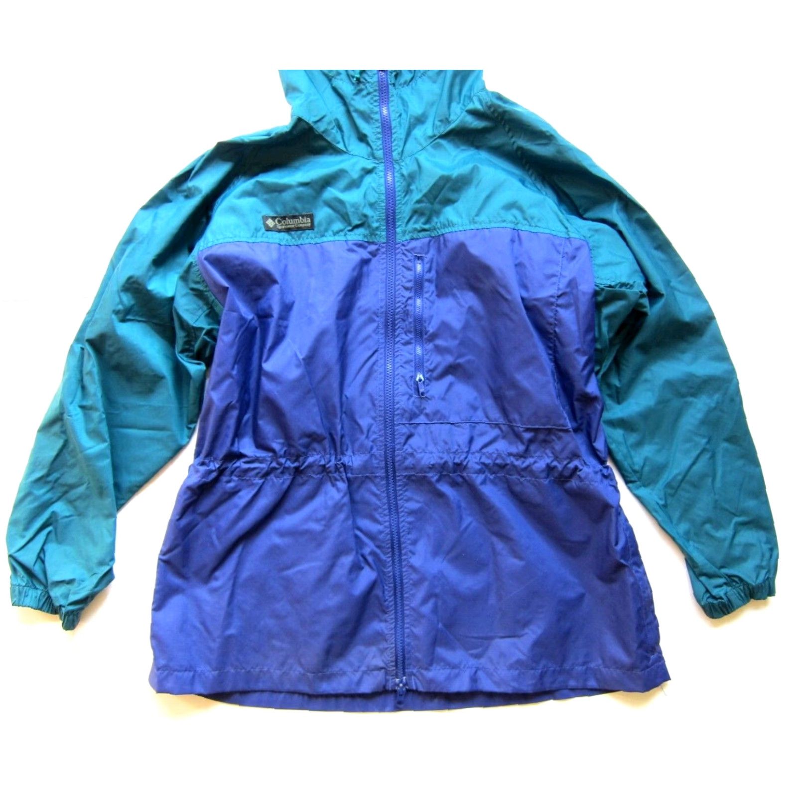 Vintage VINTAGE Columbia Hooded Parka Waterproof Nylon Rain Jacket Women Large Blue/Green Nylon Softshell Jacket Long Coat Size L / US 10 / IT 46 - 6 Thumbnail