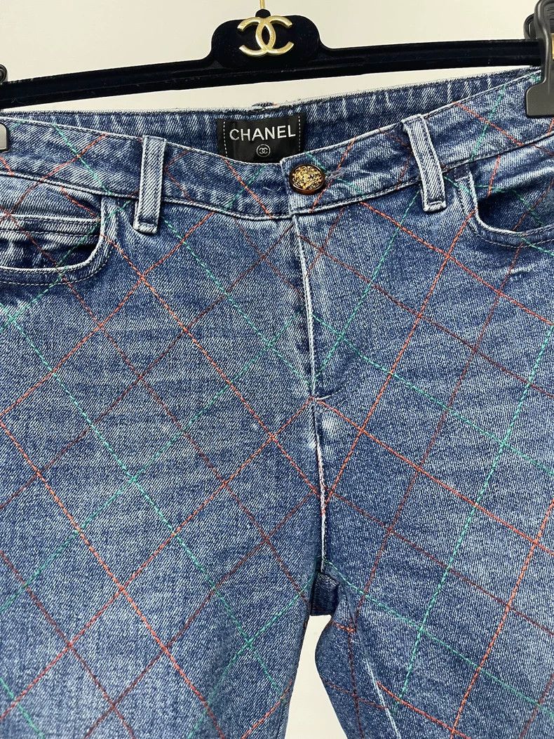 CHANEL シャネル Chanel Colorful line diamond checkered jeans