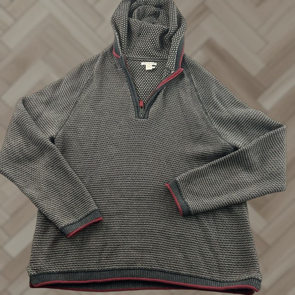 Carbon Carbon 2 Cobalt 1/4 Zip Oslo Textured Knit Hoodie Sweater Men Large Gray Size US L / EU 52-54 / 3 - 1 Thumbnail