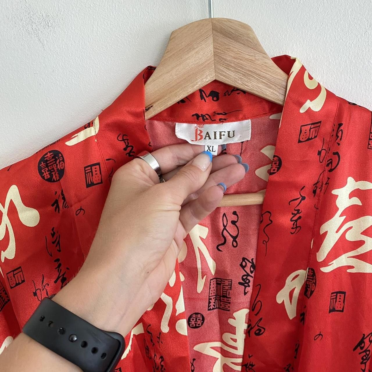 Vintage BAIFU RED ASAIN KIMONO ROBE SIZE XL SILKY Size ONE SIZE - 7 Thumbnail