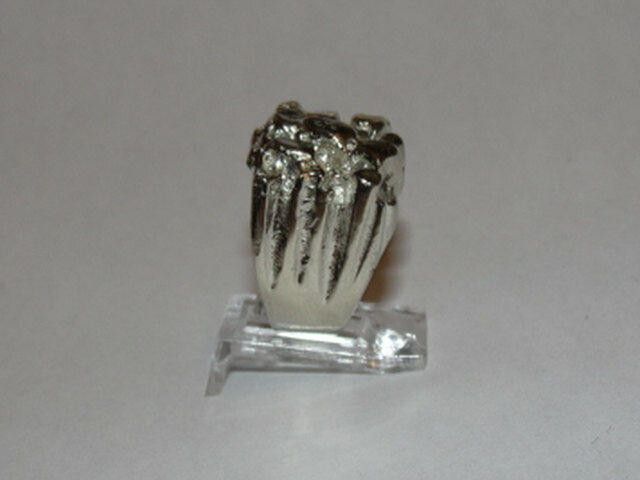 Designer Sterling Silver over White Brass Nugget Metal Ring Size ONE SIZE - 2 Thumbnail