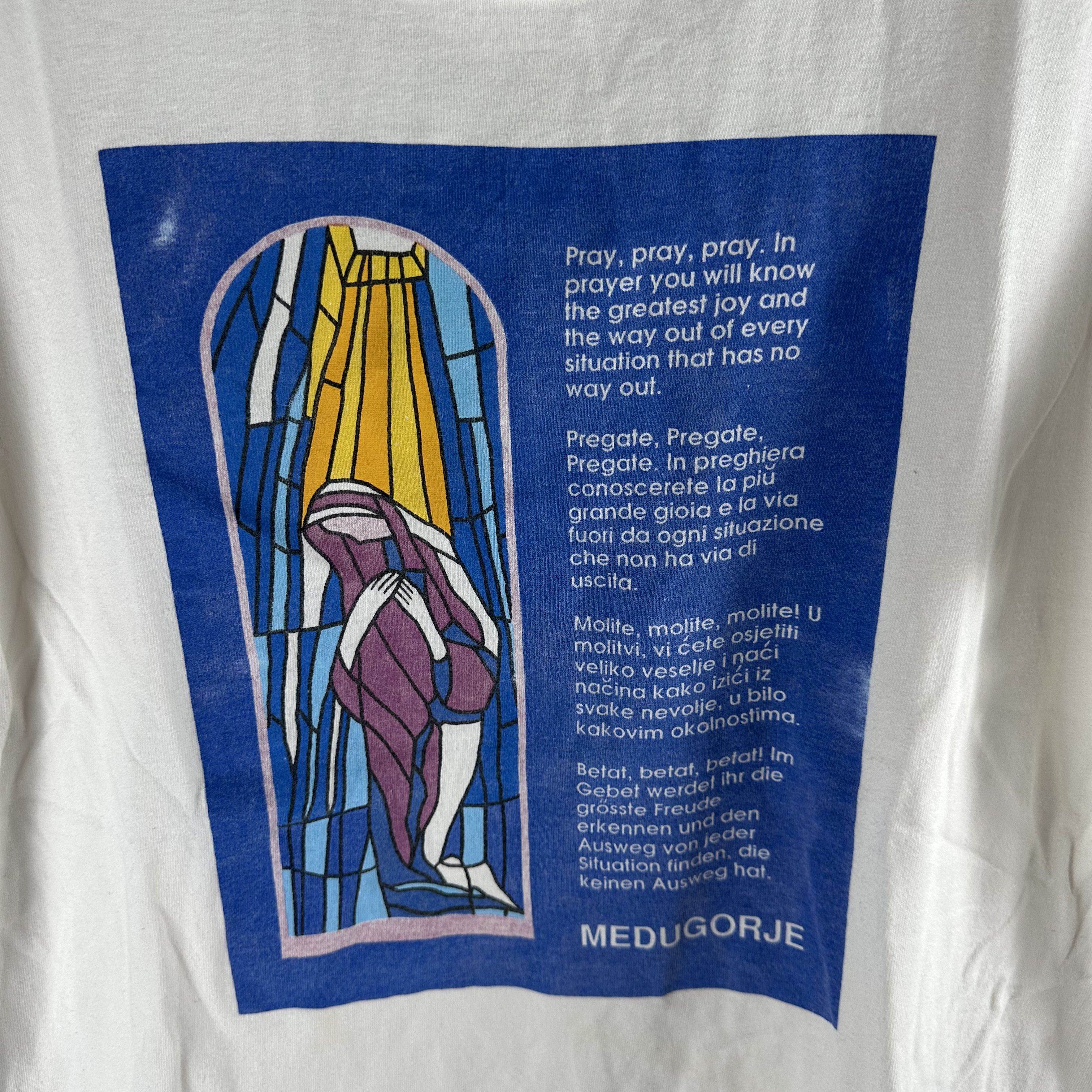 Vintage ​​90s Virgin Mary Prayer Medjugorje Pray Religious T-Shirt Size US XL / EU 56 / 4 - 2 Thumbnail