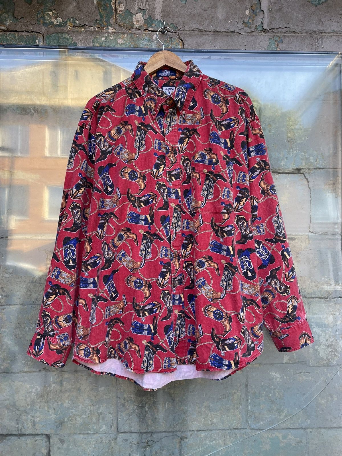 Vintage Vintage Western Red Printed Casual Shirt Size US XL / EU 56 / 4 - 2 Thumbnail