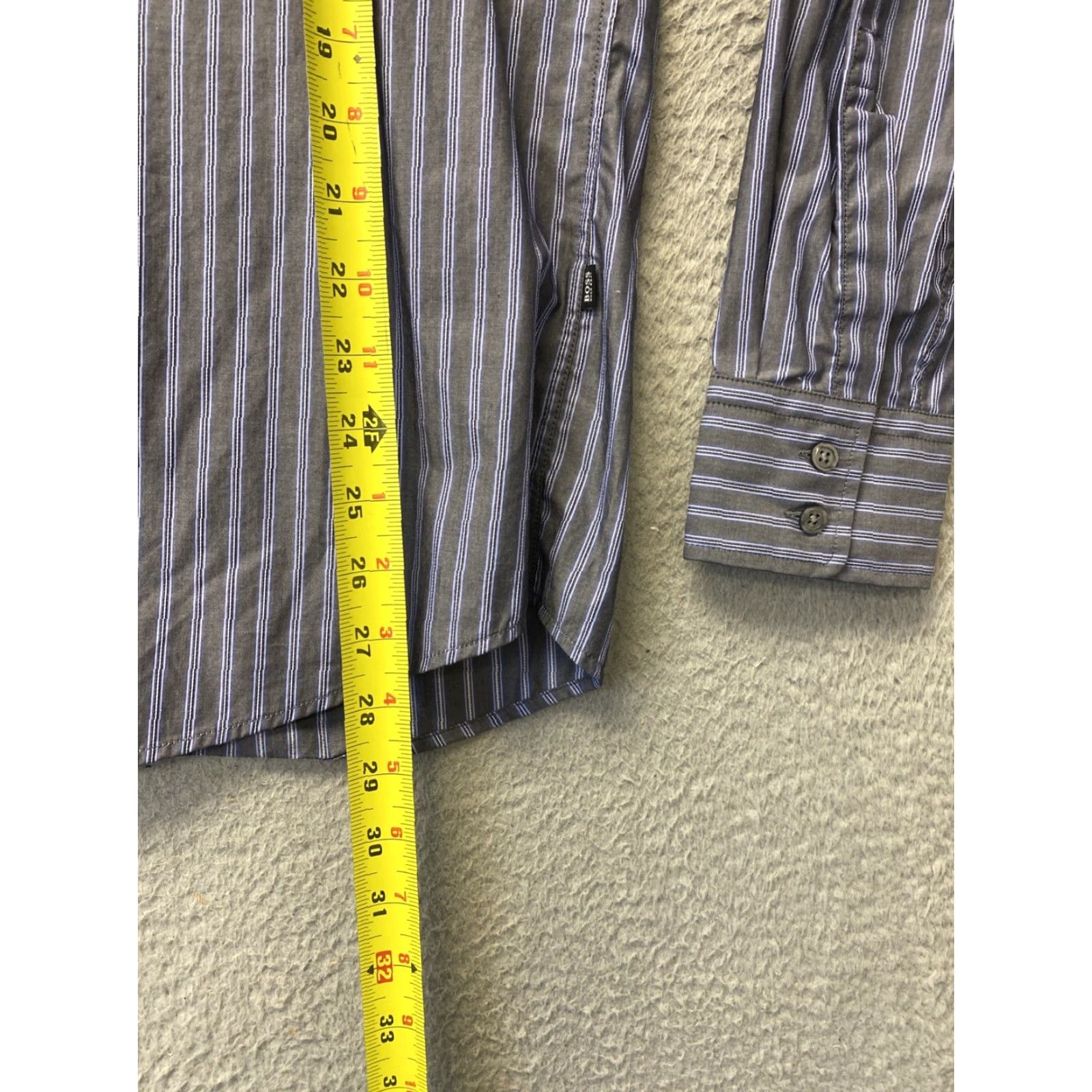 Hugo Boss VINTAGE NONE HUGO BOSS Men's Dress Shirt Size Medium Blue Gray Business Formal Cotton 2000s Size 40R - 7 Thumbnail