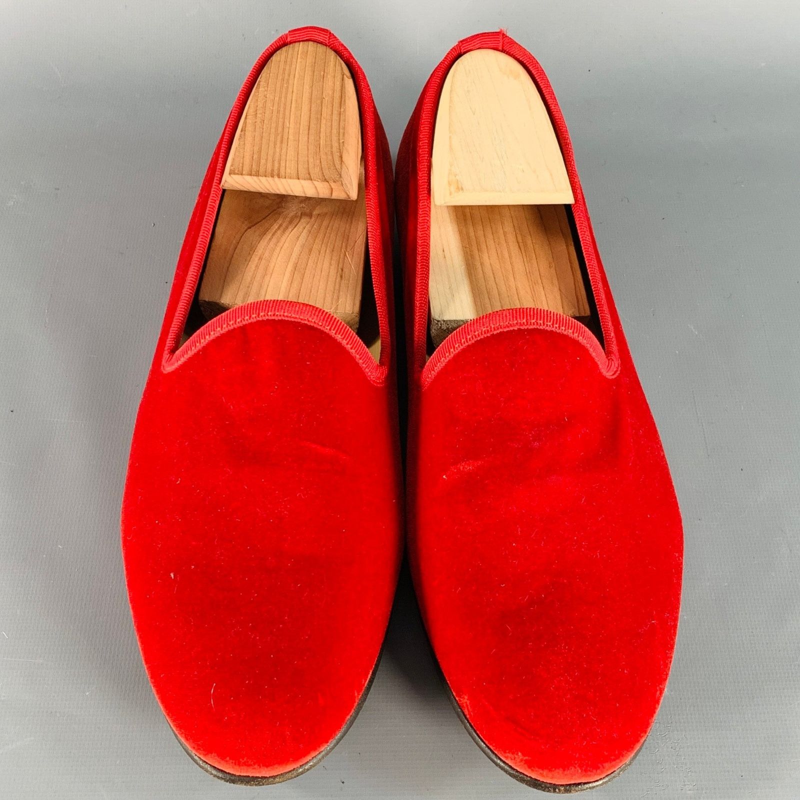 Del Toro DEL TORO Size 8.5 Red Velvet Grosgrain Trim Slip On Loafers Size US 8.5 / EU 41-42 - 4 Thumbnail