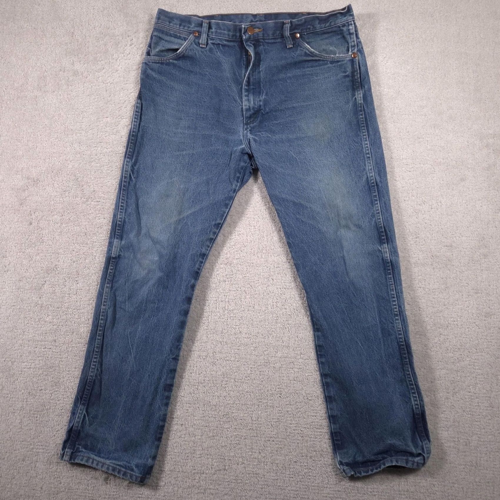 Wrangler Wrangler Jeans 38x31 13MWZ Cowboy Cut Denim Straight Mens 36x30 Blue Medium Wash Pockets Zip Fly Cowboy Western Workwear Size US 38 / EU 54 - 2 Thumbnail