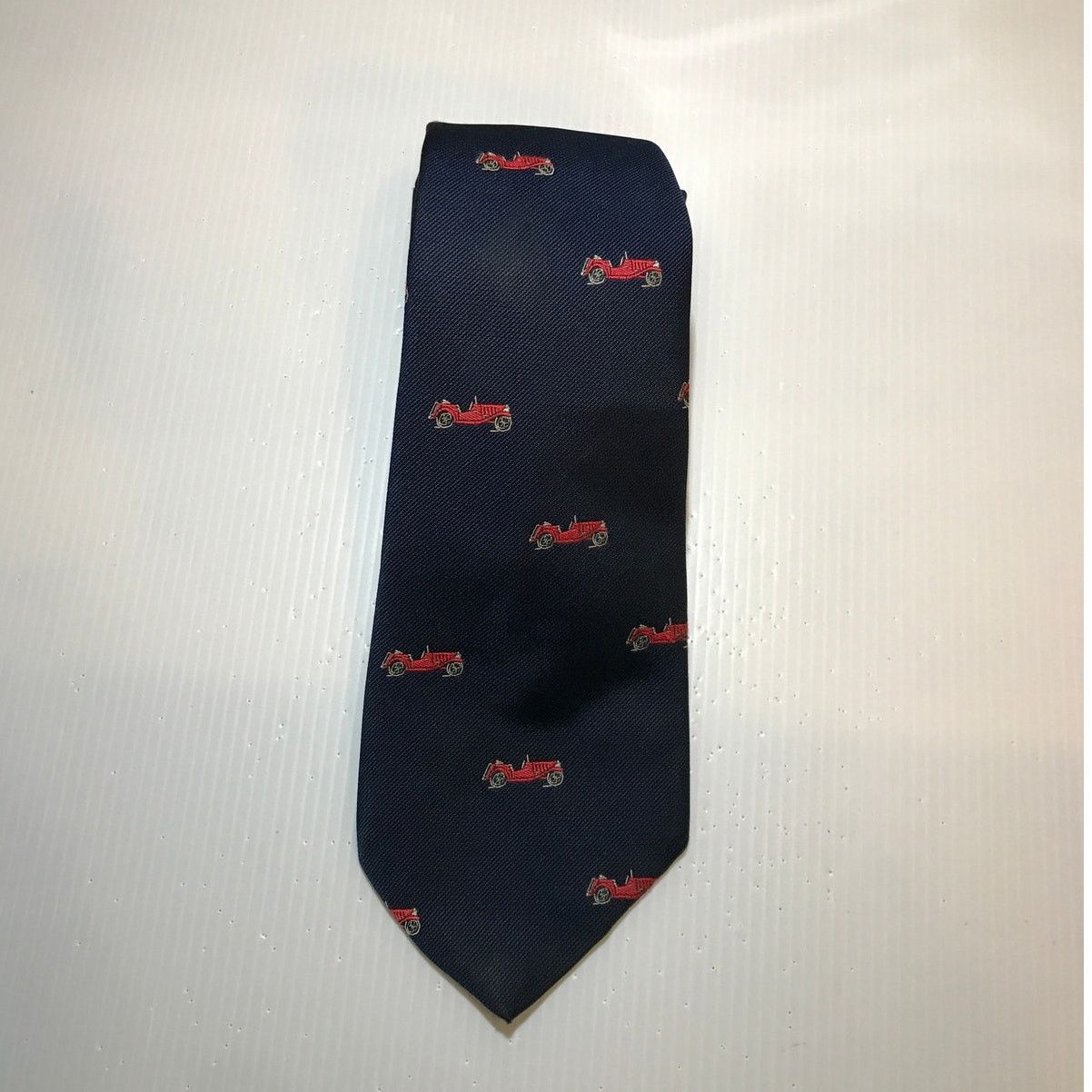 Other Antique Red Car Theme Navy Classic Wide Men Necktie Size ONE SIZE - 1 Thumbnail
