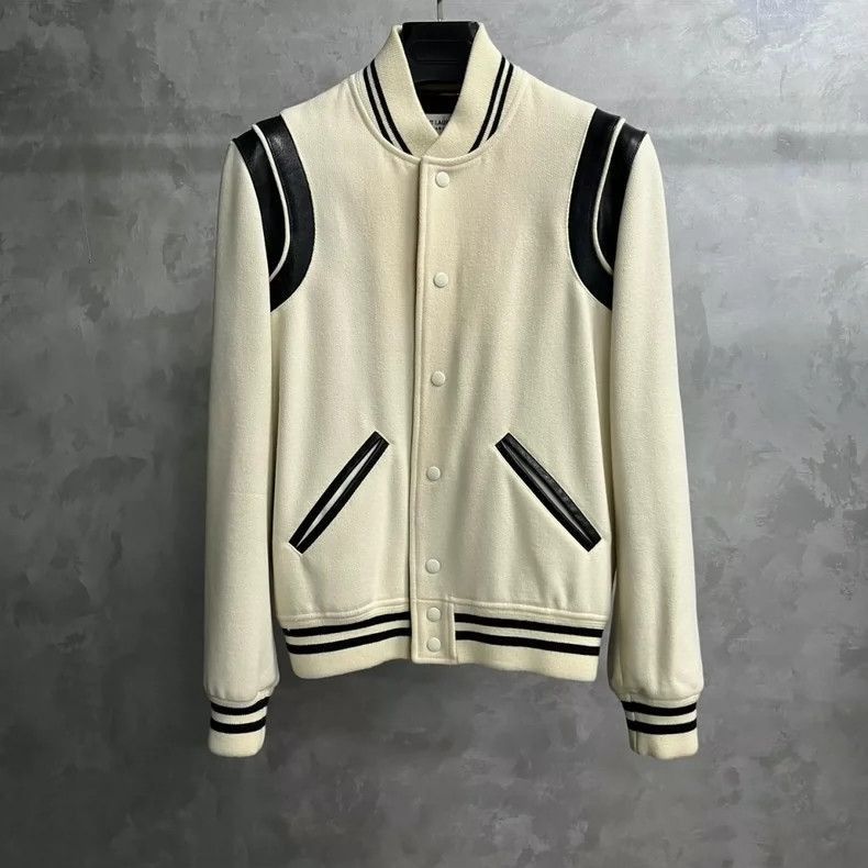 Saint Laurent Paris Saint Laurent White Logo Varsity Jacket- Size US L / EU 52-54 / 3 - 1 Thumbnail