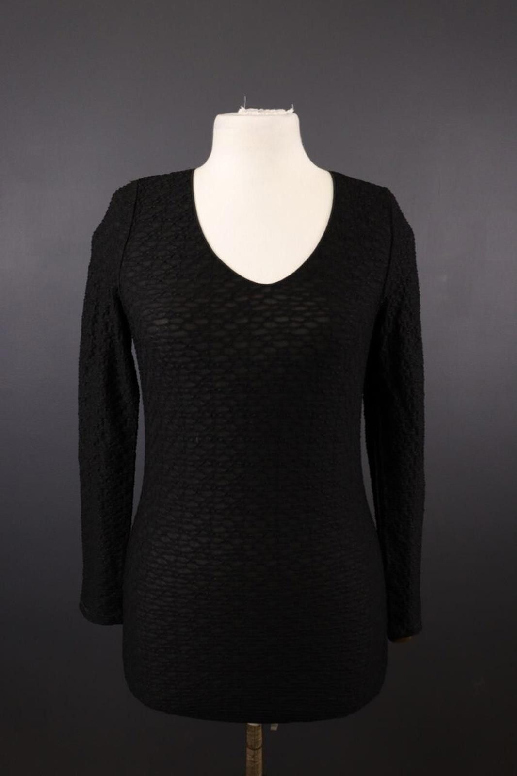 Armani Collezioni Armani Collezioni Black Ribbed Long Sleeve Top Shirt Size 36 Size M / US 6-8 / IT 42-44 - 1 Thumbnail