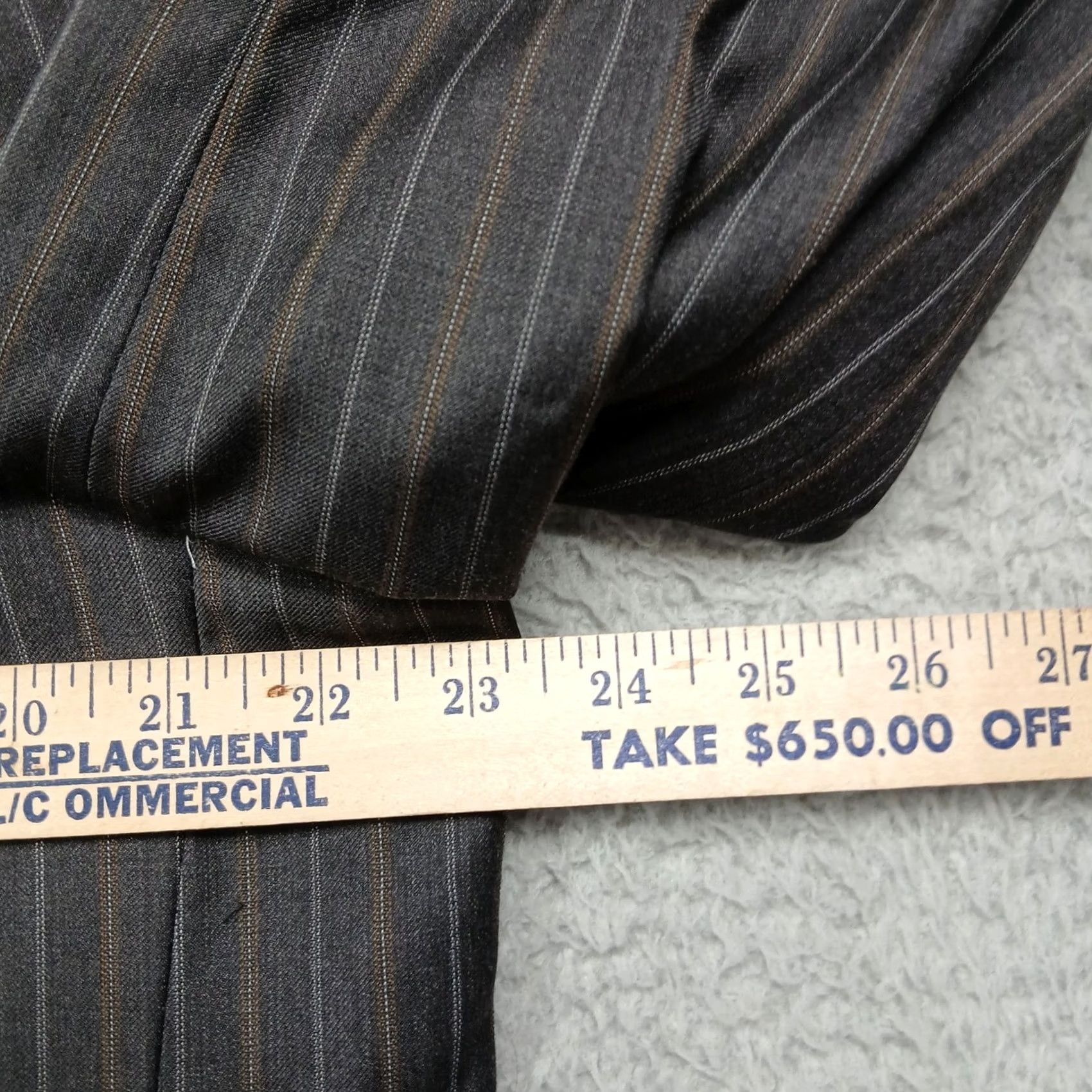 Ralph Lauren Lauren Ralph Lauren Blazer Men's 44R Gray Pinstripe Two Button Wool Size 44R - 7 Thumbnail