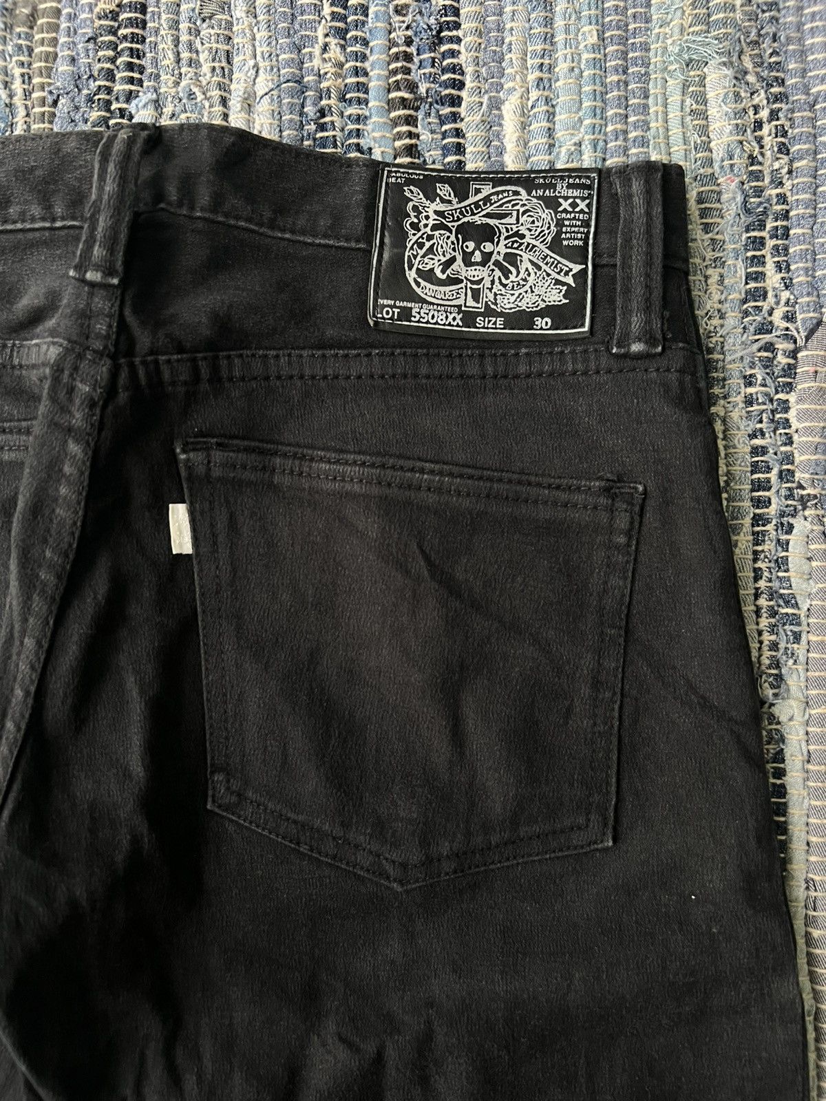 Skull Jeans by an Alchemist Super Flare Skulls Jeans Goth Post Apocalypse Denim Jeans Size US 30 / EU 46 - 5 Thumbnail