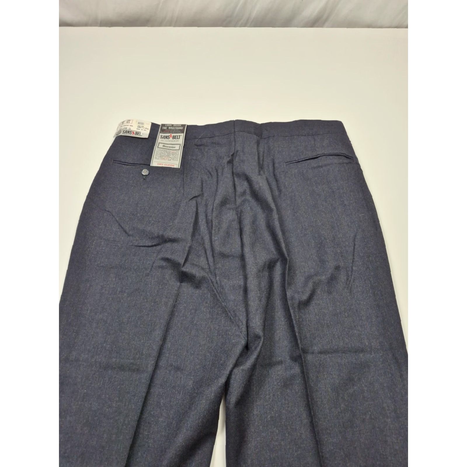 Vintage VTG Sansabelt Dress Pants Mens 38x36 Blue Wool Flat Front Unhemmed USA NWT Size US 38 / EU 54 - 7 Thumbnail