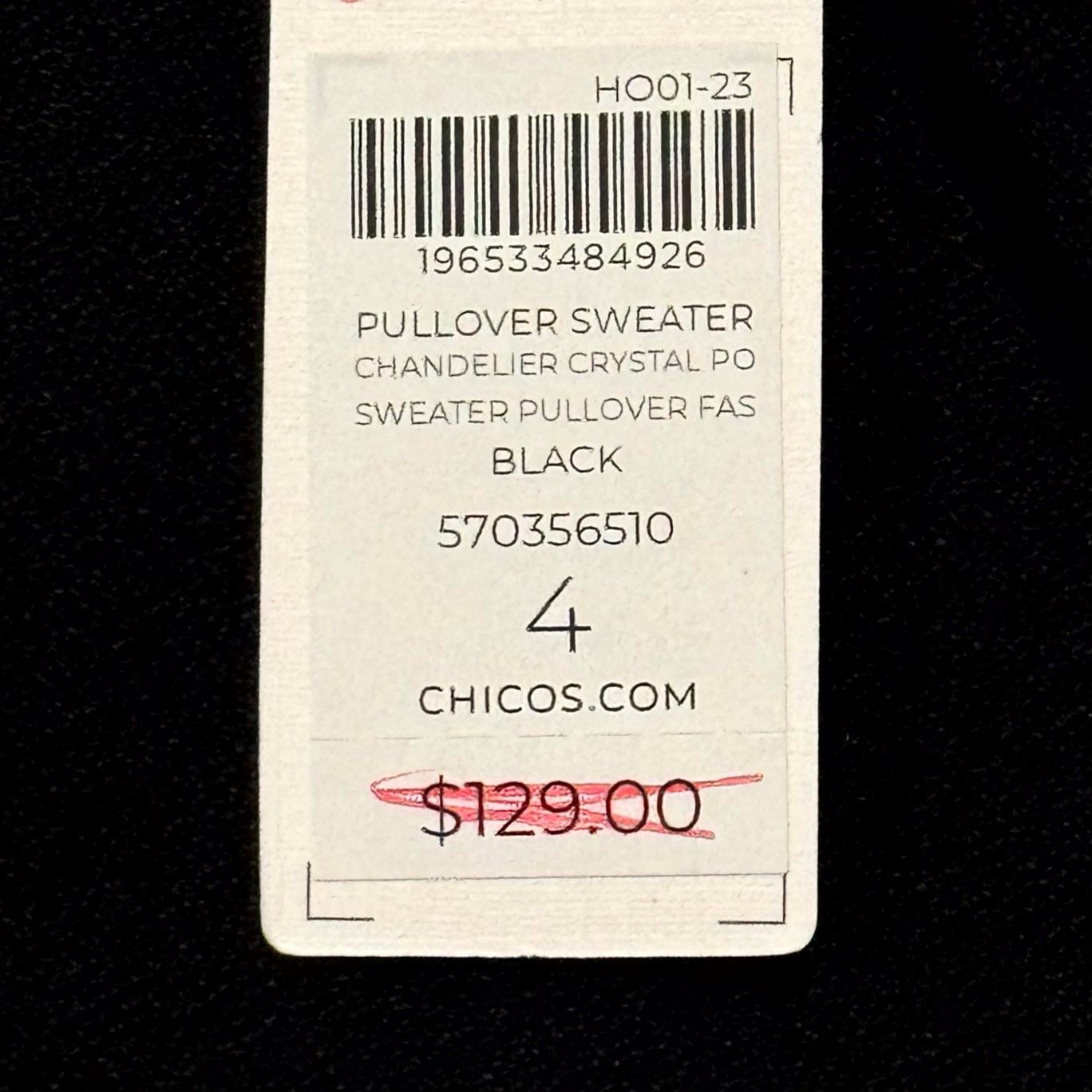 Chicos NWT Chicos Sweater Black Chandelier Crystal Embellished XXL Size 3XL / US 20-22 - 5 Thumbnail