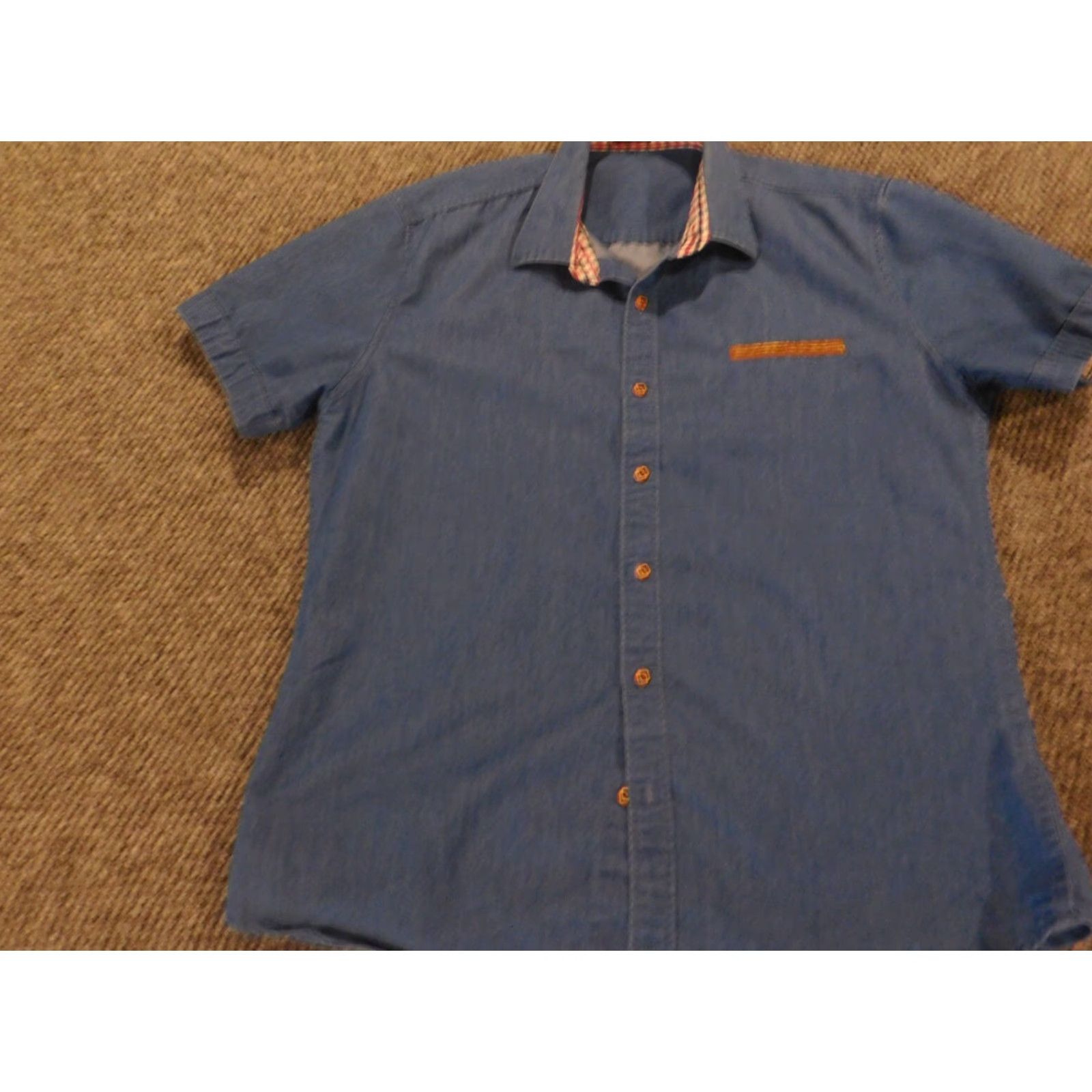 Denime Coofandy Mens Shirt Medium Blue Soft denim Button Up Short Sleeve Henley Button-Down Collar Casual Logo Western All Seasons Regular Men's Shirt Size US M / EU 48-50 / 2 - 3 Thumbnail