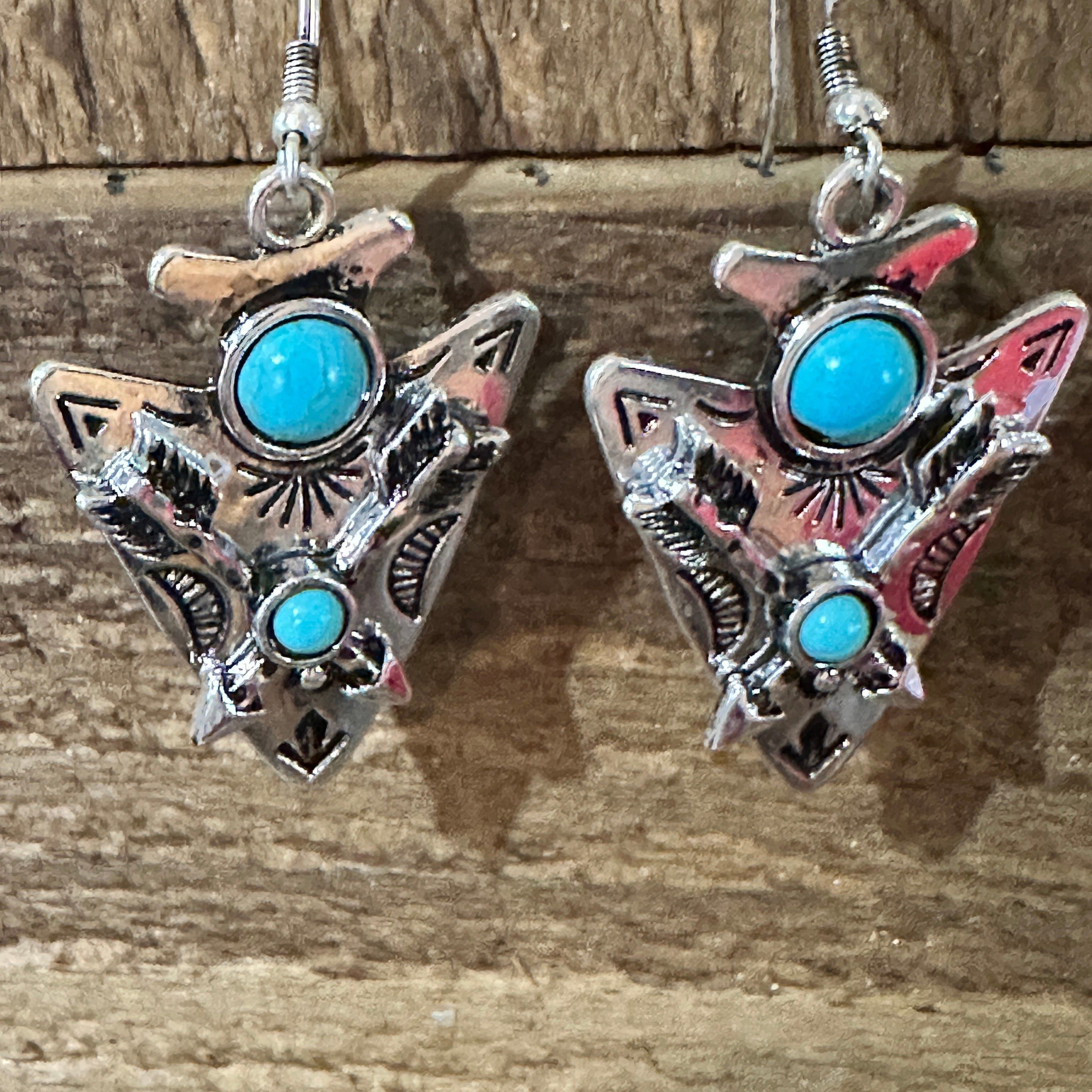 Other Boho Chic Turquoise-Embellished Native Arrowhead Dangle Earr Size ONE SIZE - 1 Thumbnail