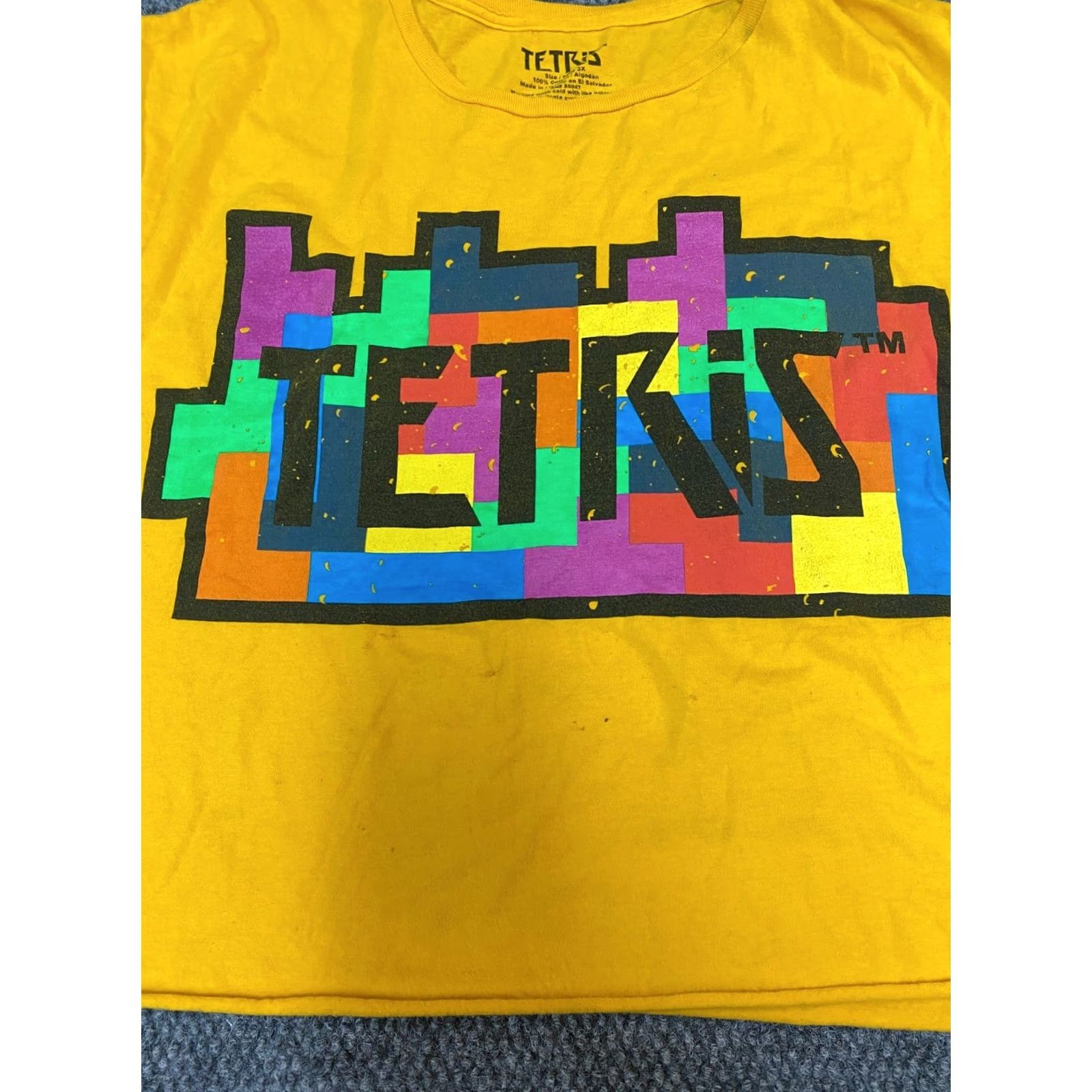 Vintage Tetris Womens Blouse 3X Plus Yellow Crew Neck Long Sleeve Ruffle Breathable Size XXL / US 16-18 / IT 52-54 - 4 Thumbnail