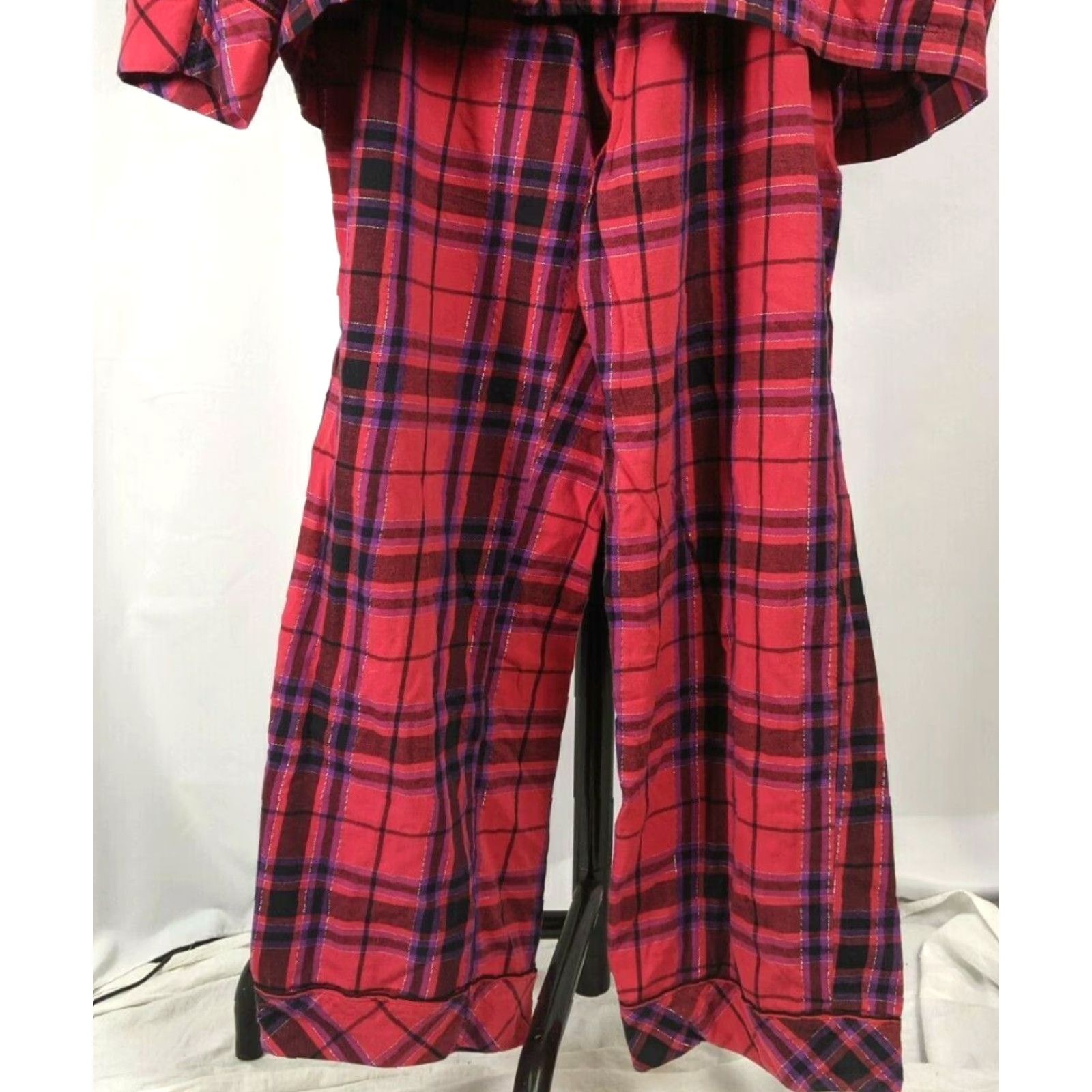 Victoria's Secret Victoria's Secret VS Red Plaid Shimmer Cotton Flannel PJ Pajama Set L/G Women Red 90s? Size ONE SIZE - 3 Thumbnail