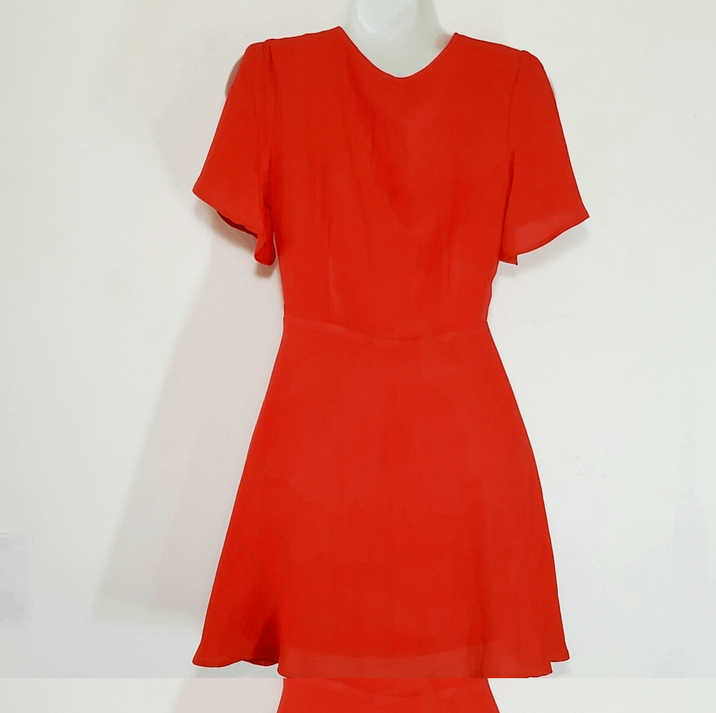Lulus LuLu's Dress Sze XS Red Keyhole Split Flutter Sleeve Summer Size XS / US 0-2 / IT 36-38 - 3 Thumbnail
