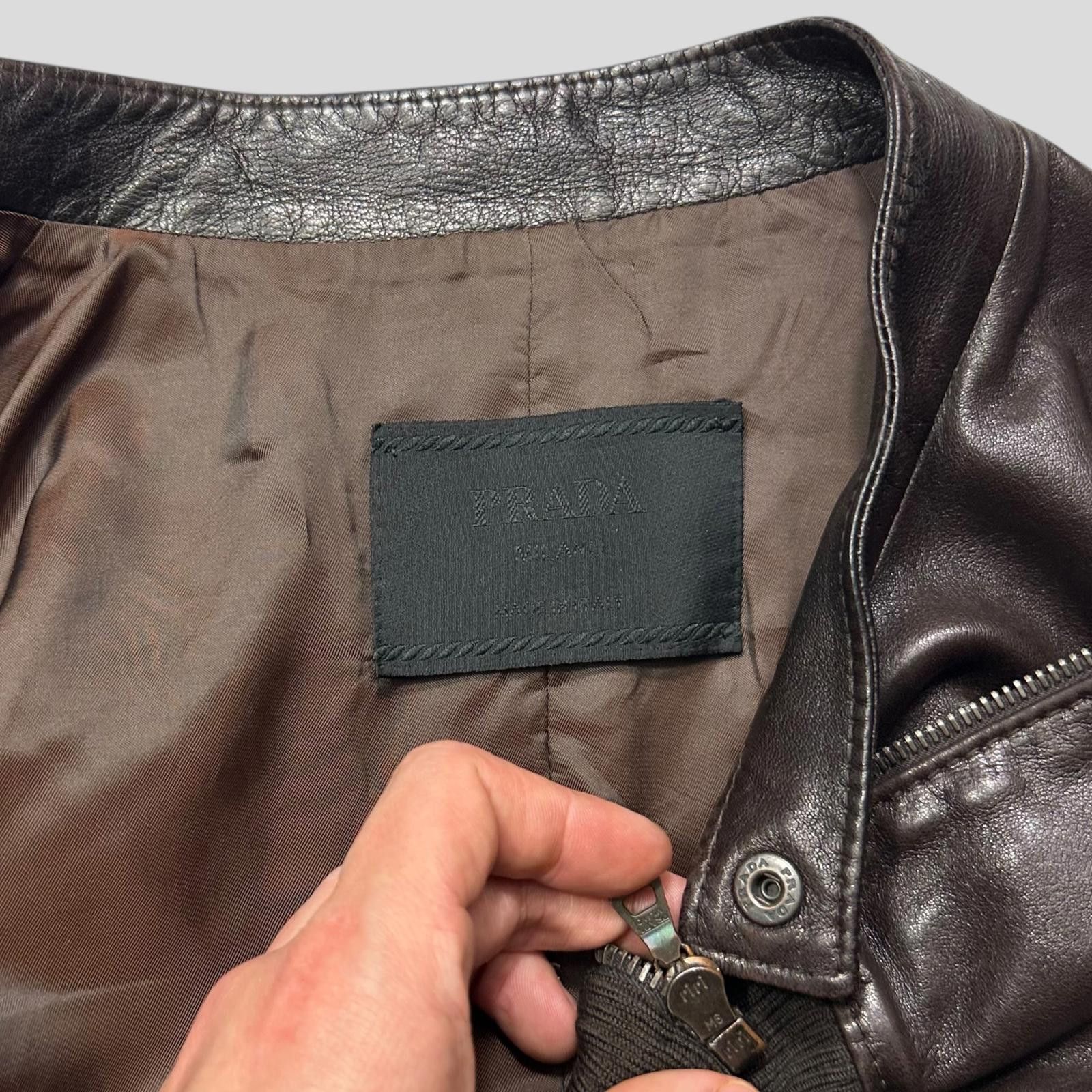 Prada Prada SS00 Iridescent Lined Ebony Leather Biker Jacket - M Size US M / EU 48-50 / 2 - 9 Thumbnail