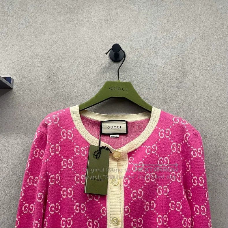 Gucci Gucci Full-print pink knitted cardigan coat Size XS / US 0-2 / IT 36-38 - 4 Thumbnail