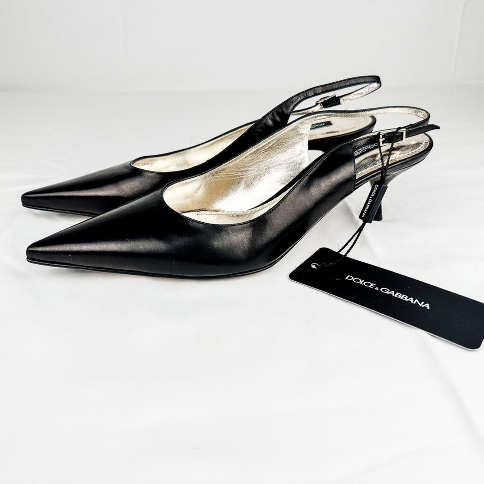Vero Cuoio Black Leather Slingback Pumps New EU 39.5