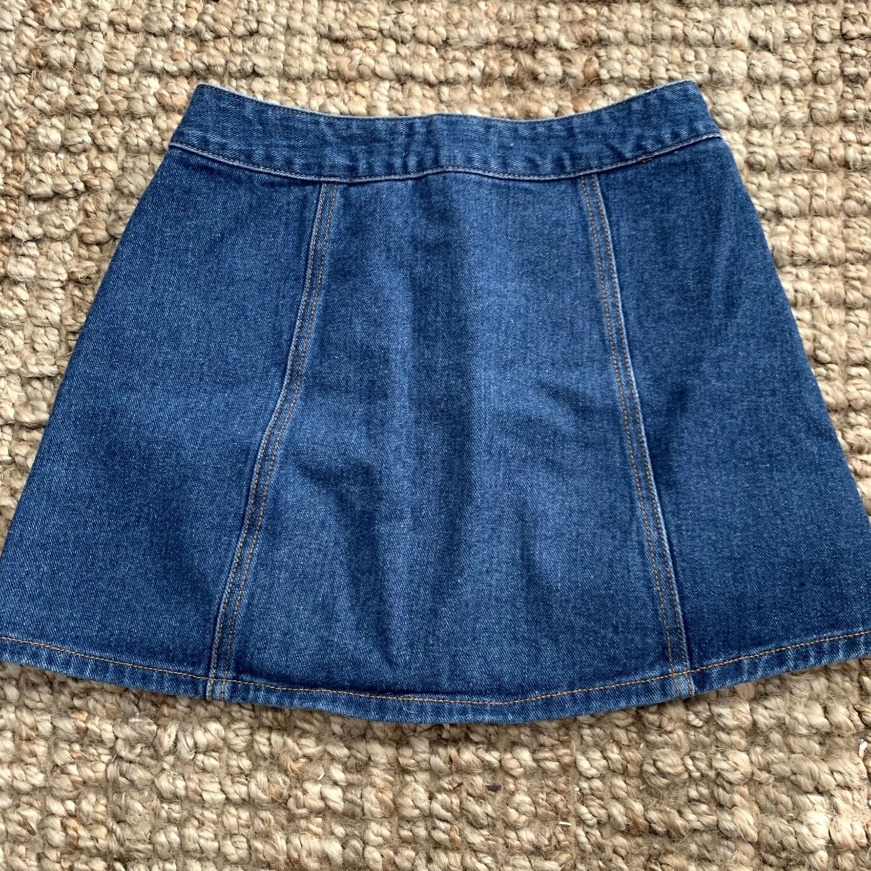 Denime Bullhead Skirt Womens 26 Denim Mini Blue 100% Cotton Pockets Snap Button Front Short Casual Summer Spring Women's Size 26" / US 2 / IT 38 - 3 Thumbnail