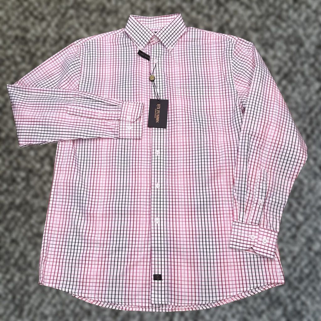 Vintage FX Fusion Shirt Mens Medium Red Check Button Up Wrinkle Resistant New Size US M / EU 48-50 / 2 - 1 Thumbnail