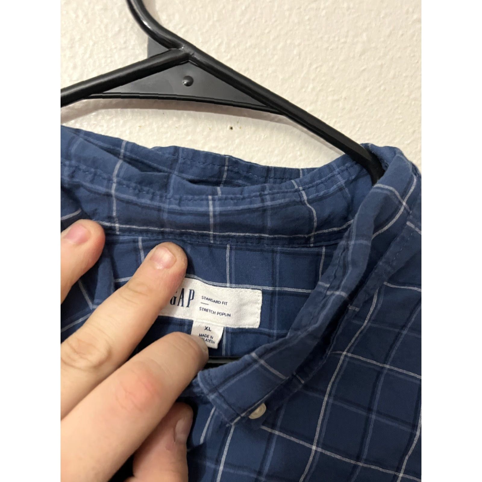 Gap GAP Button-Up Shirt XL Plaid Long Sleeve Standard Fit Stretch Cotton Poplin Blue Men Size US XL / EU 56 / 4 - 2 Thumbnail