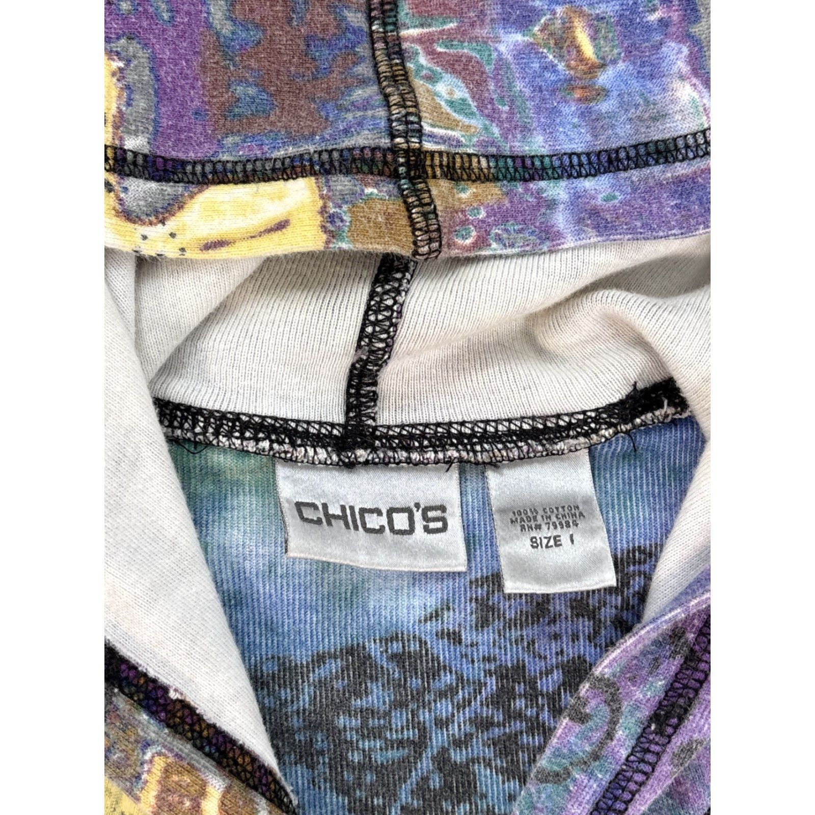 Vintage VINTAGE Chico's Hoodie Womens Large All Over Artsy City Purple Full Zip 90s Womens Size L / US 10 / IT 46 - 4 Thumbnail