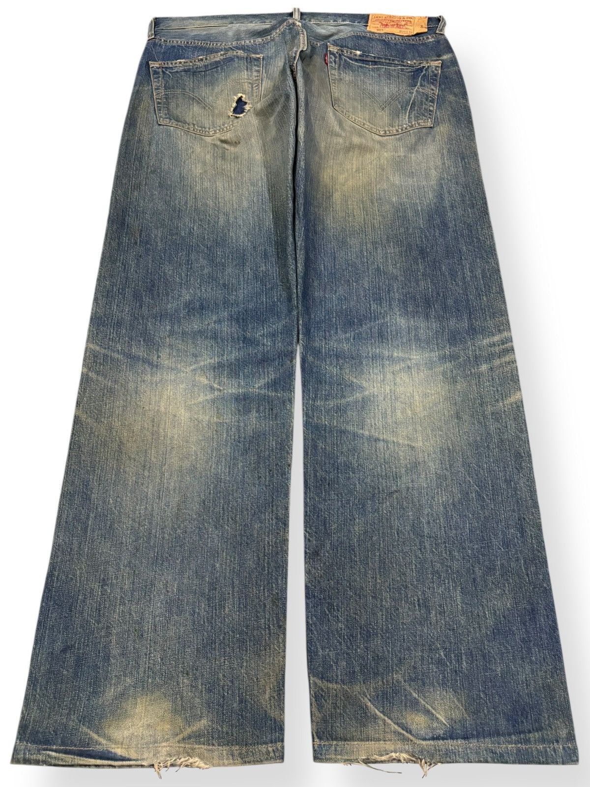 Levi's Vintage 90s Levis 501 Mud Wash Loose Fit Distressed Jeans Size US 36 / EU 52 - 2 Thumbnail
