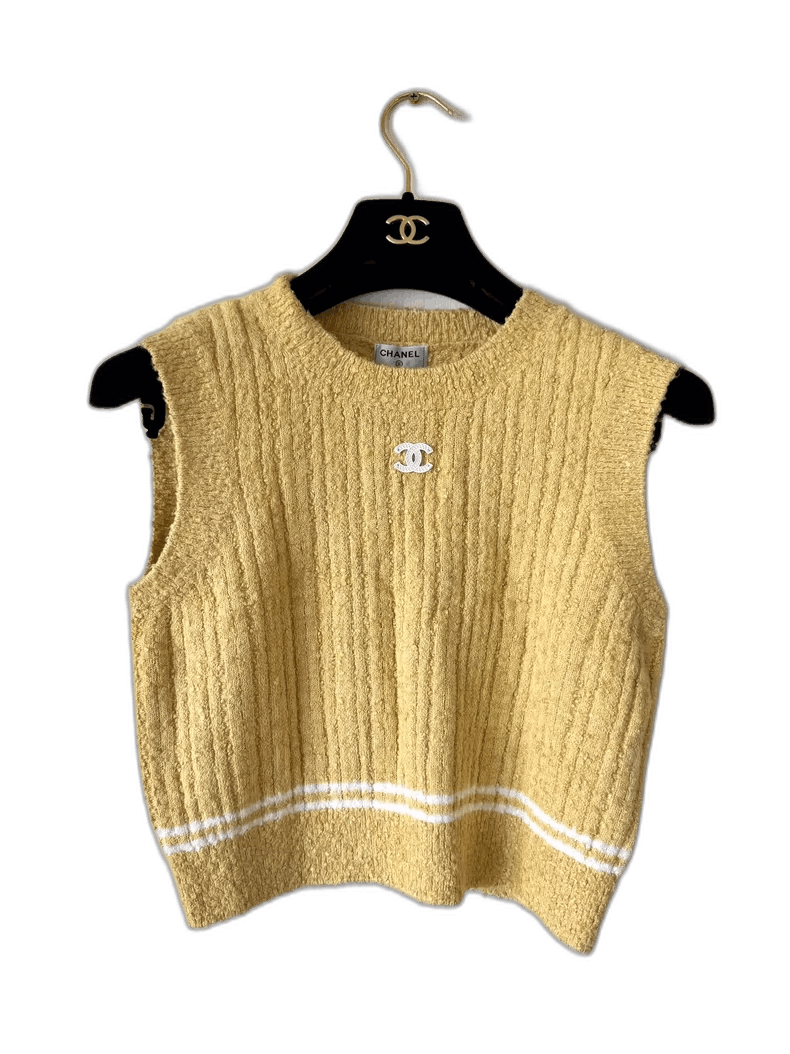 Chanel Yellow Knit Crop Top with Tags