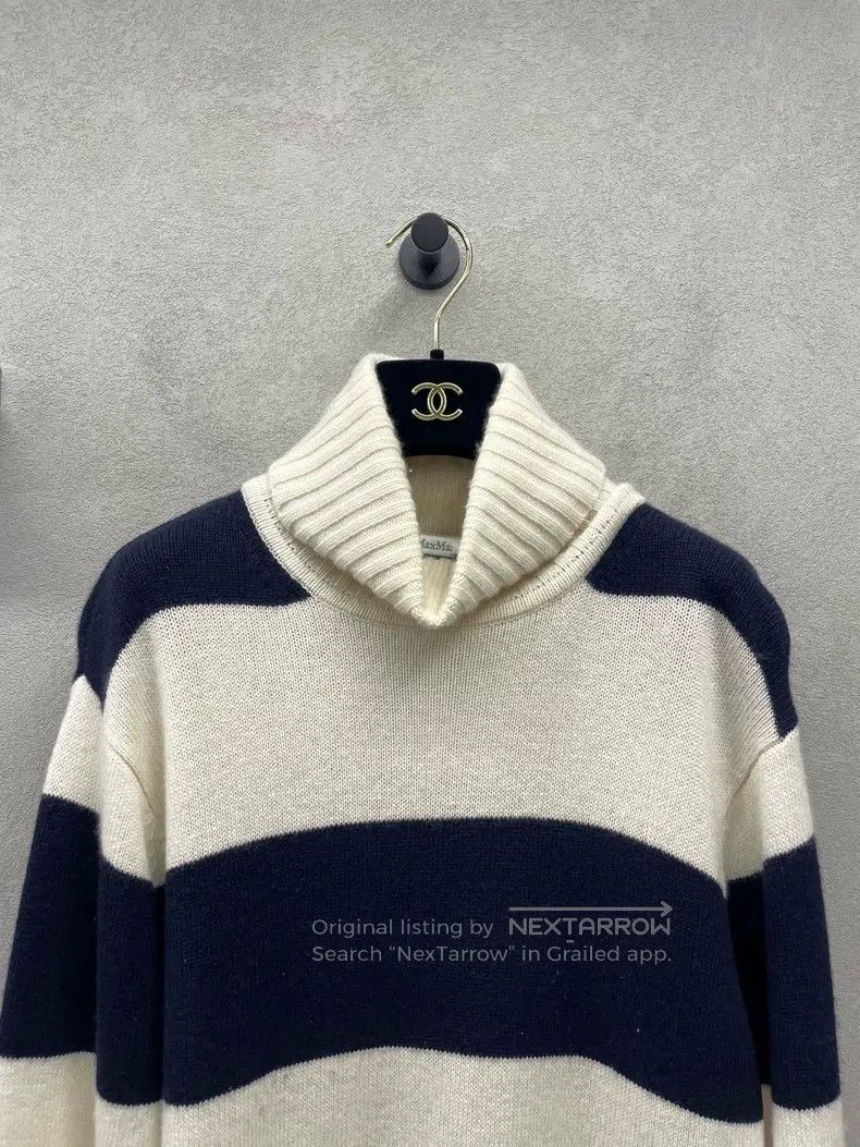 Max Mara Max Mara High Neck Knit Sweater Black and White Striped Size M / US 6-8 / IT 42-44 - 4 Thumbnail