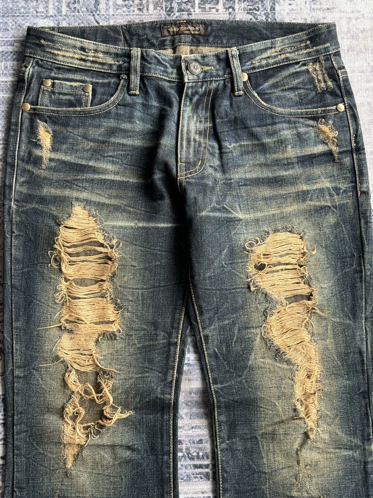 Japanese Brand Y2K Vintage Day/Moon Punk Poem Flared Denim / ifsixwasnine Size US 32 / EU 48 - 3 Thumbnail
