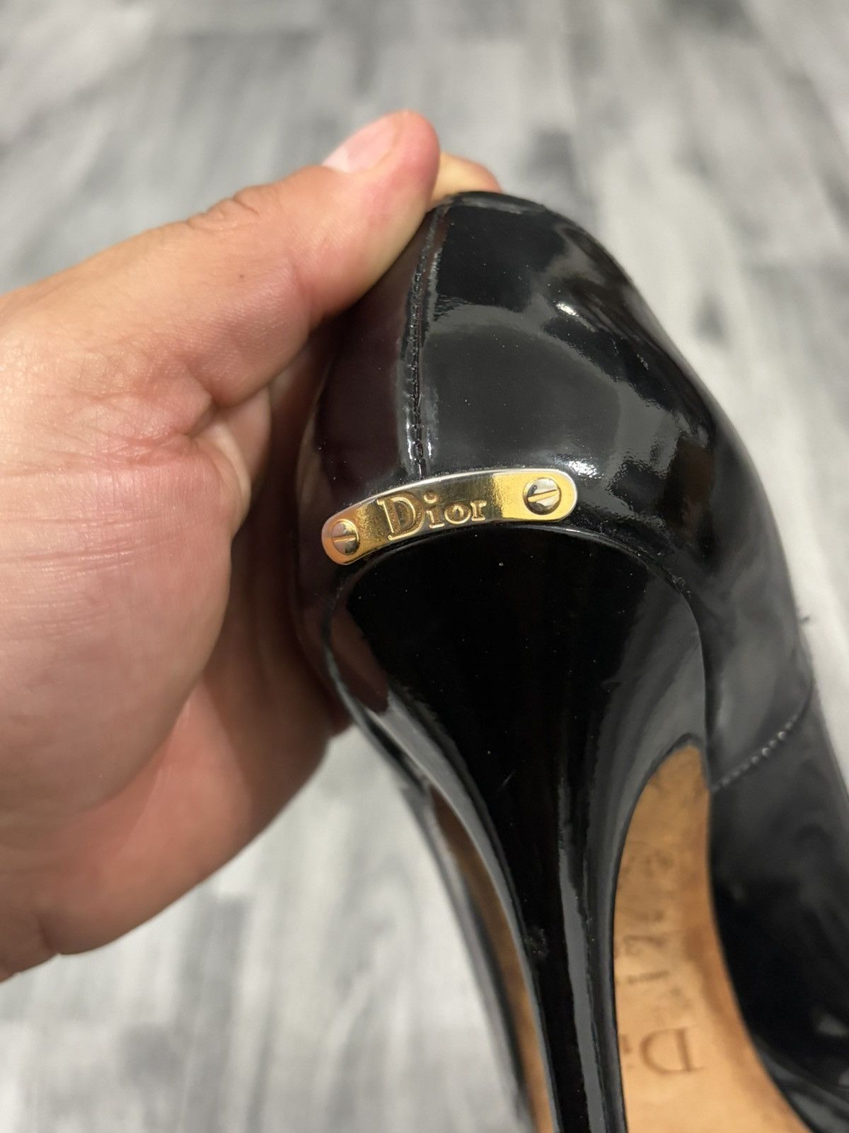 Dior DIOR Black Patent Miss Dior Peep-Toe Stiletto Pumps Size US 6.5 / IT 36.5 - 11 Thumbnail