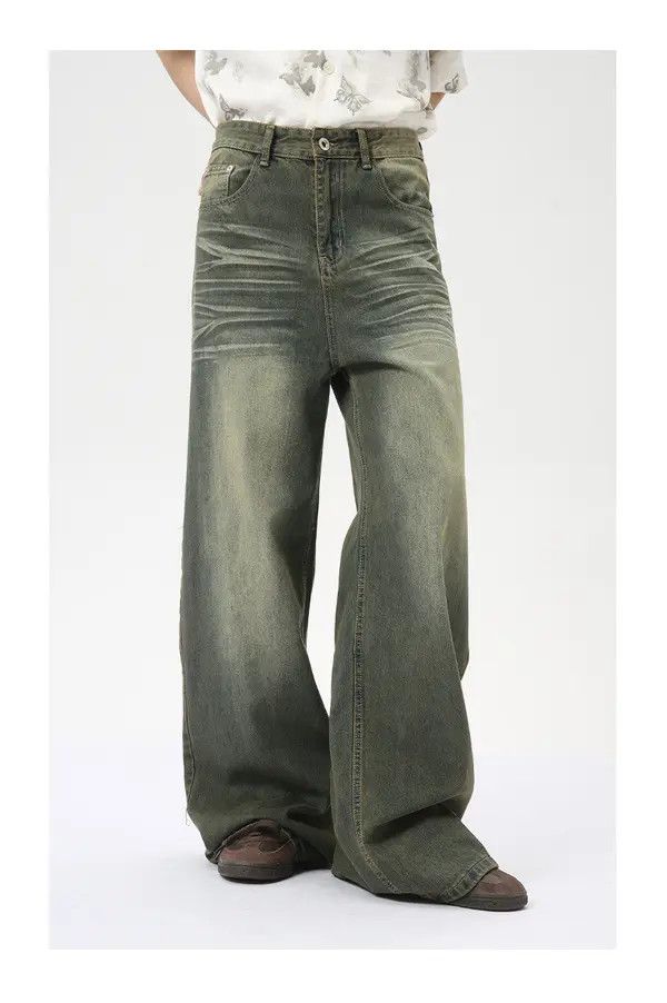 Japanese Brand American street retro distressed straight wide-leg jeans Size US 32 / EU 48 - 2 Thumbnail