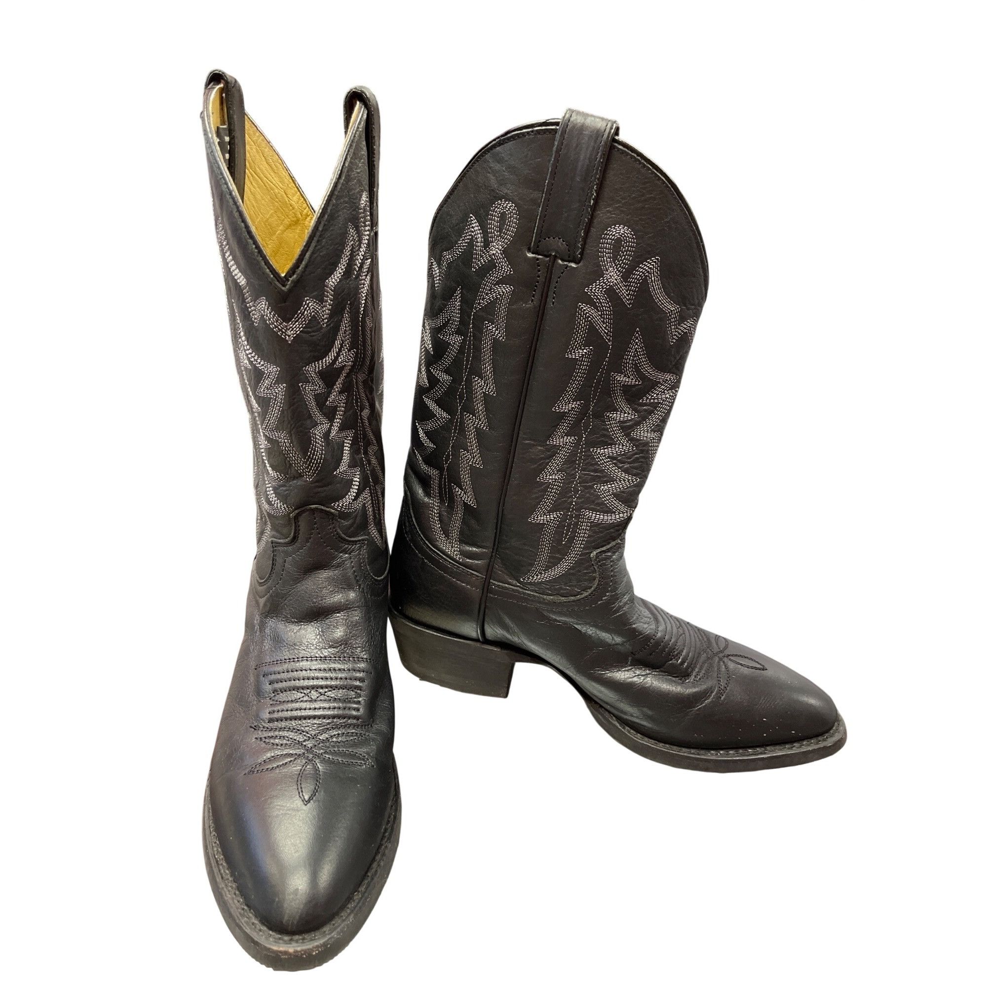 Justin Justin Mens black leather western mid calf boots sz 9.5D SKU Size US 9.5 / EU 42-43 - 1 Thumbnail